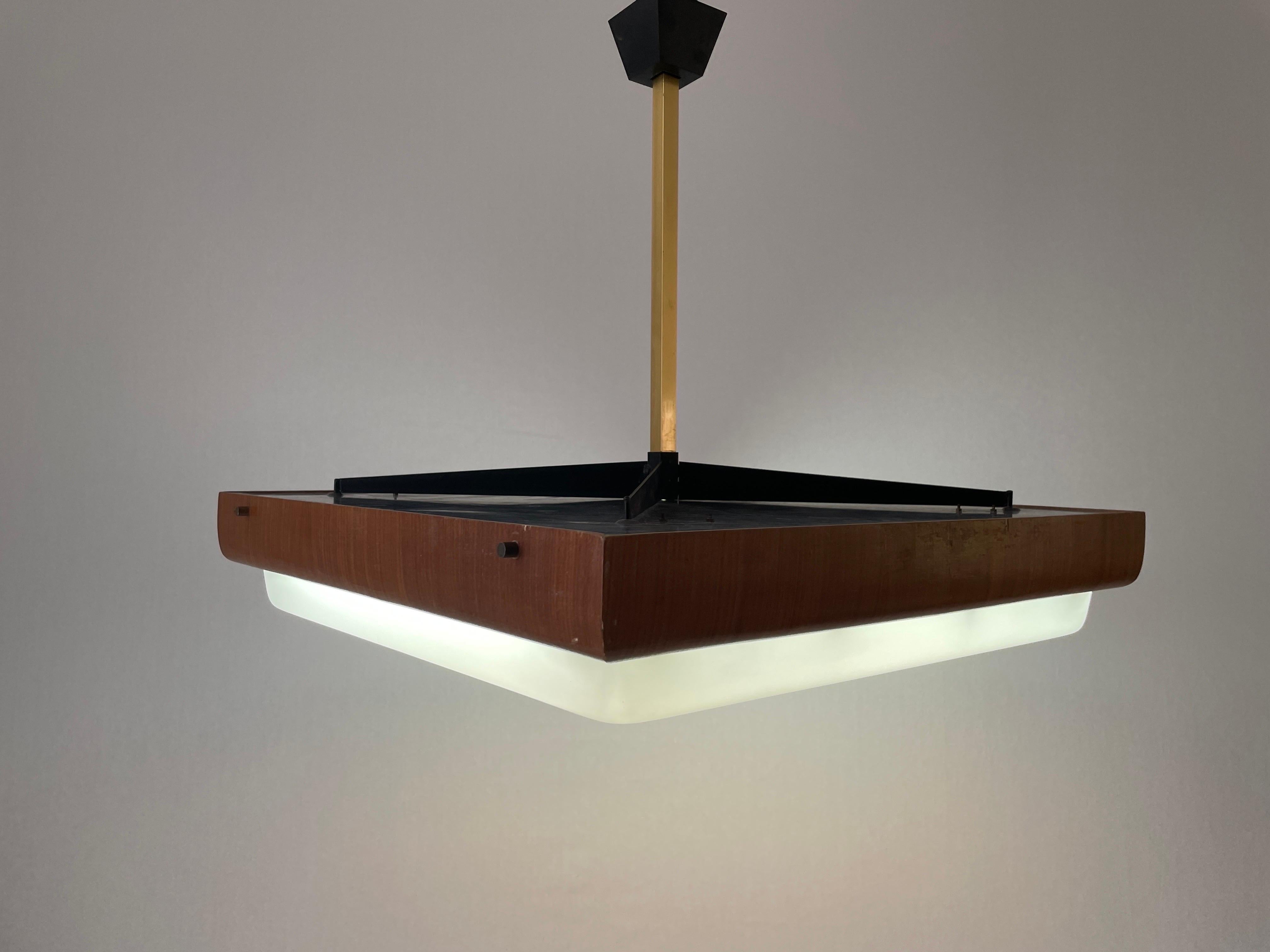 Lampada da soffitto per cinema-teatro moderna di metà secolo in Wood e Plexi, anni '50, Italia in vendita 9
