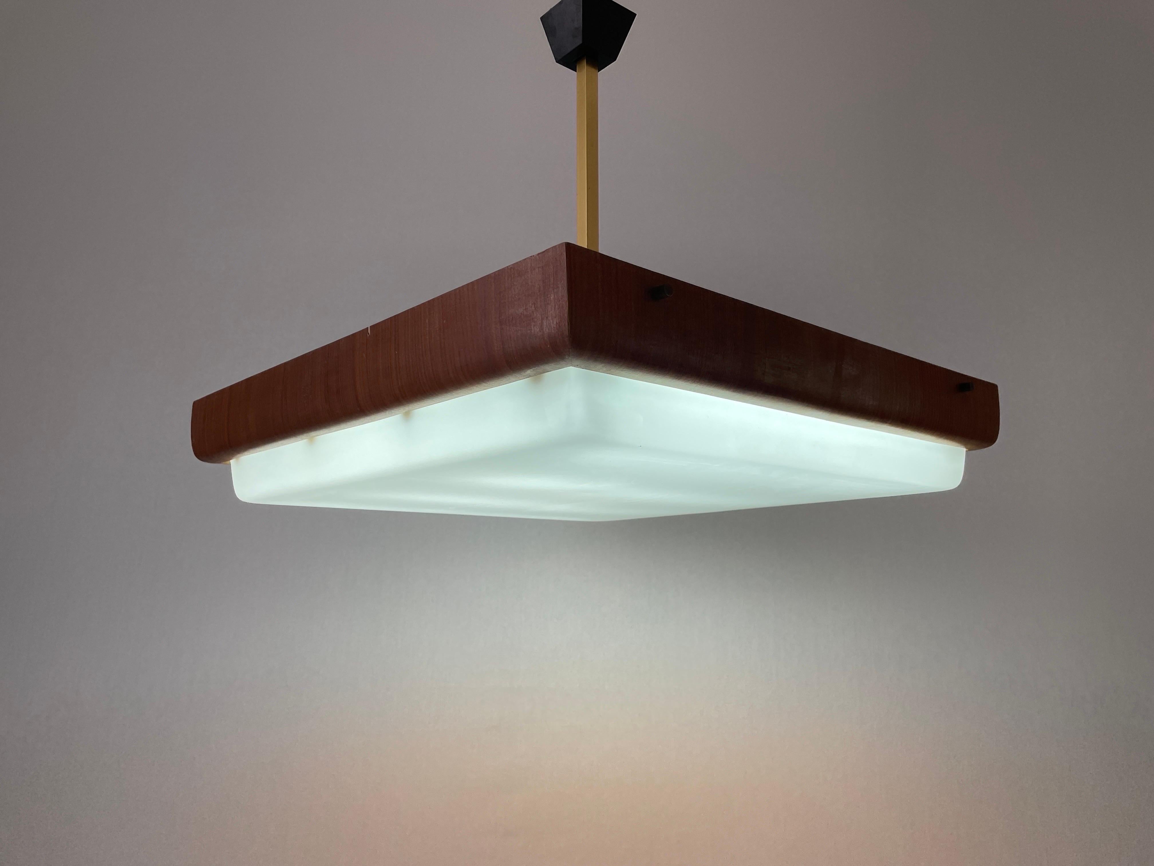 Lampada da soffitto per cinema-teatro moderna di metà secolo in Wood e Plexi, anni '50, Italia in vendita 10