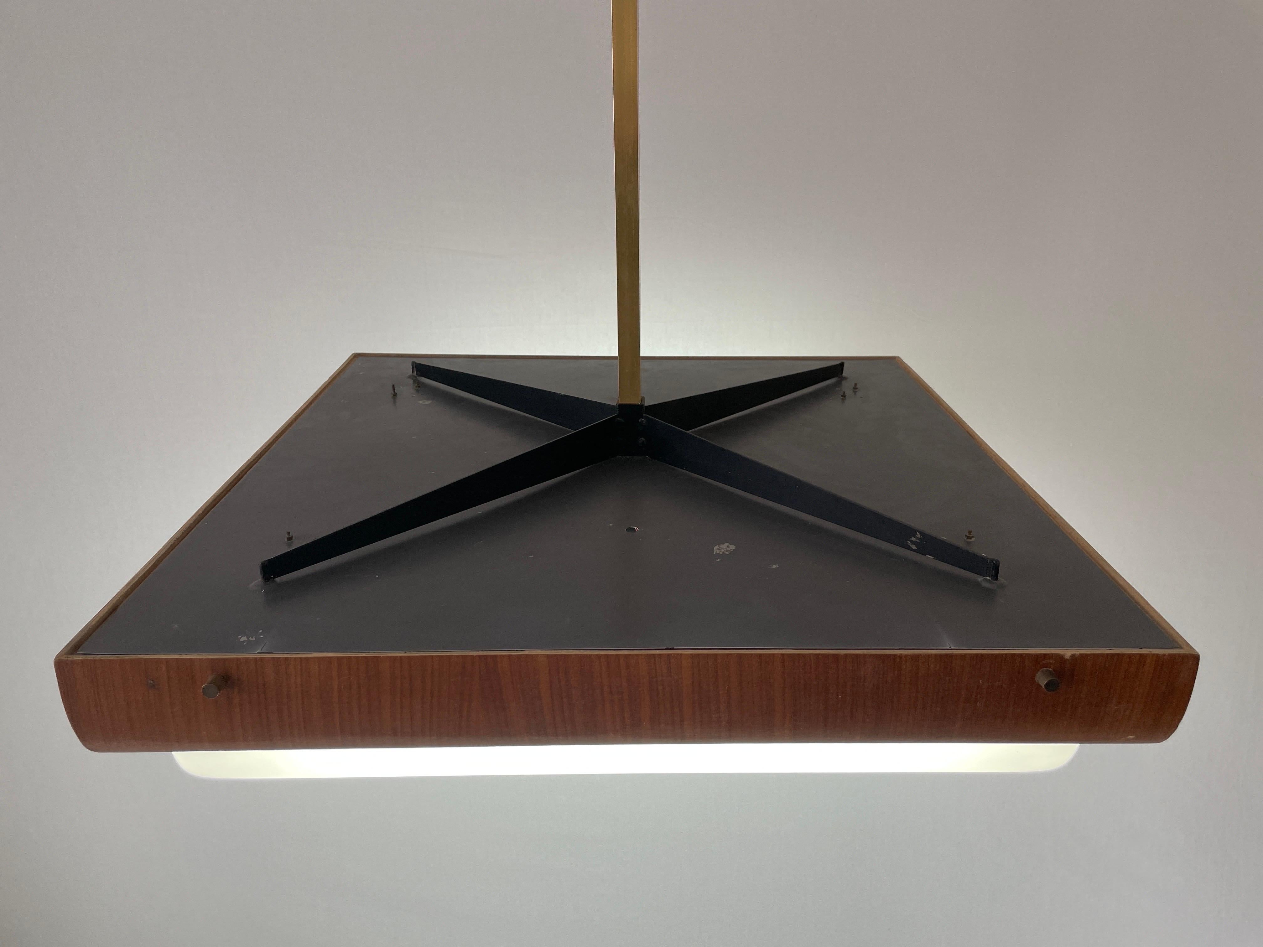 Lampada da soffitto per cinema-teatro moderna di metà secolo in Wood e Plexi, anni '50, Italia in vendita 12