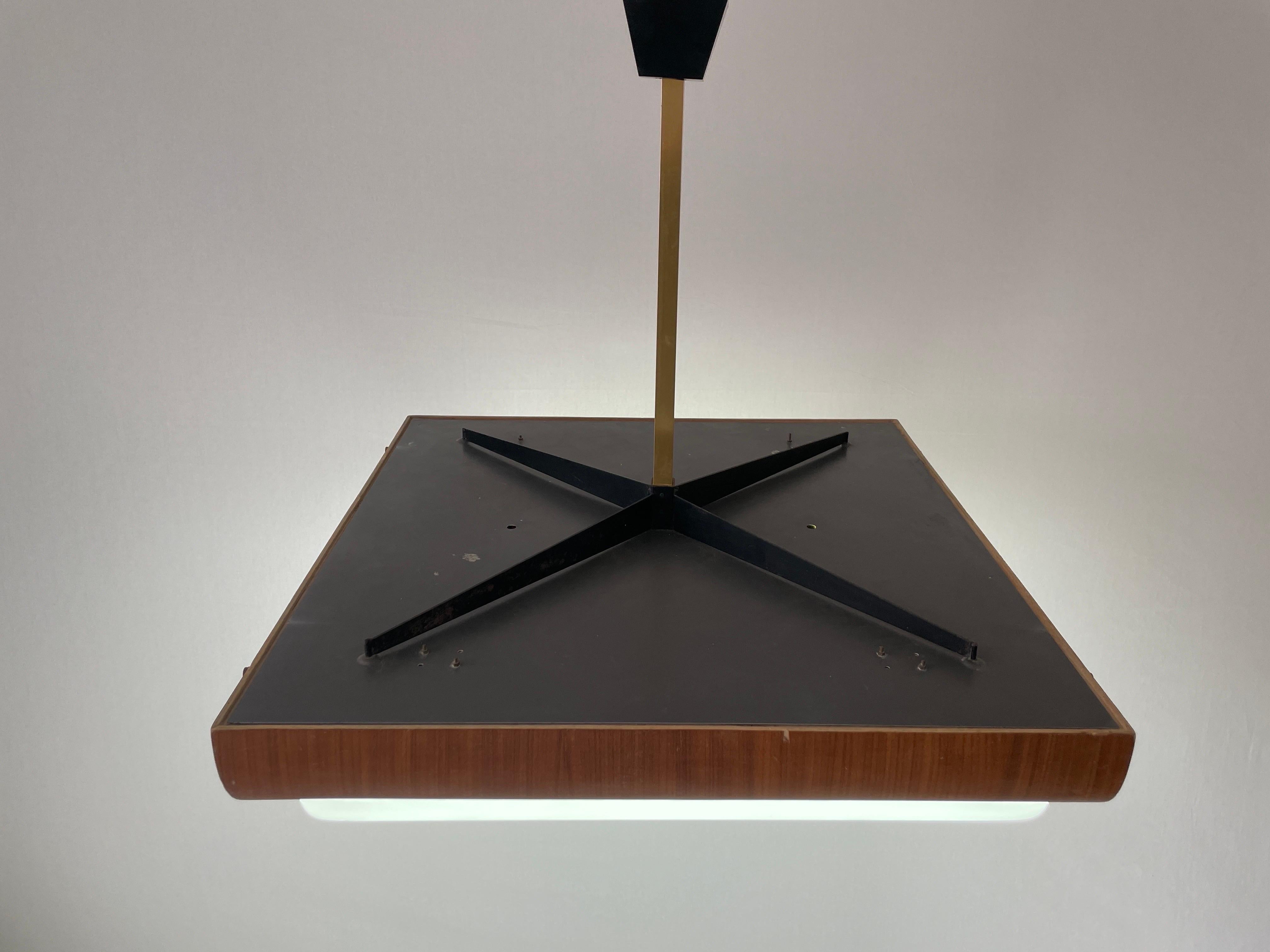 Lampada da soffitto per cinema-teatro moderna di metà secolo in Wood e Plexi, anni '50, Italia in vendita 13