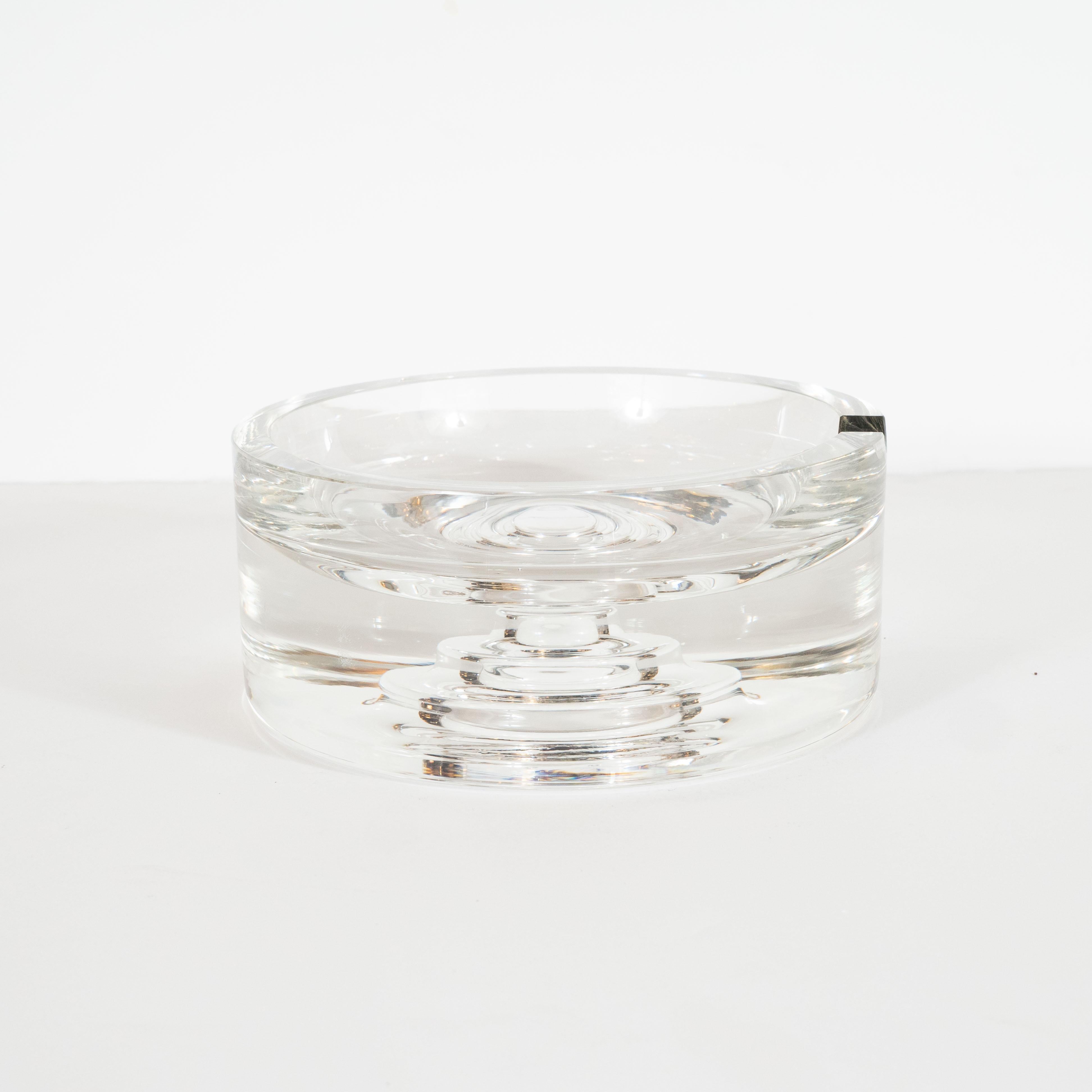 Mid-Century Modern Circular Crystal Ashtray by Rosenthal In Excellent Condition In New York, NY