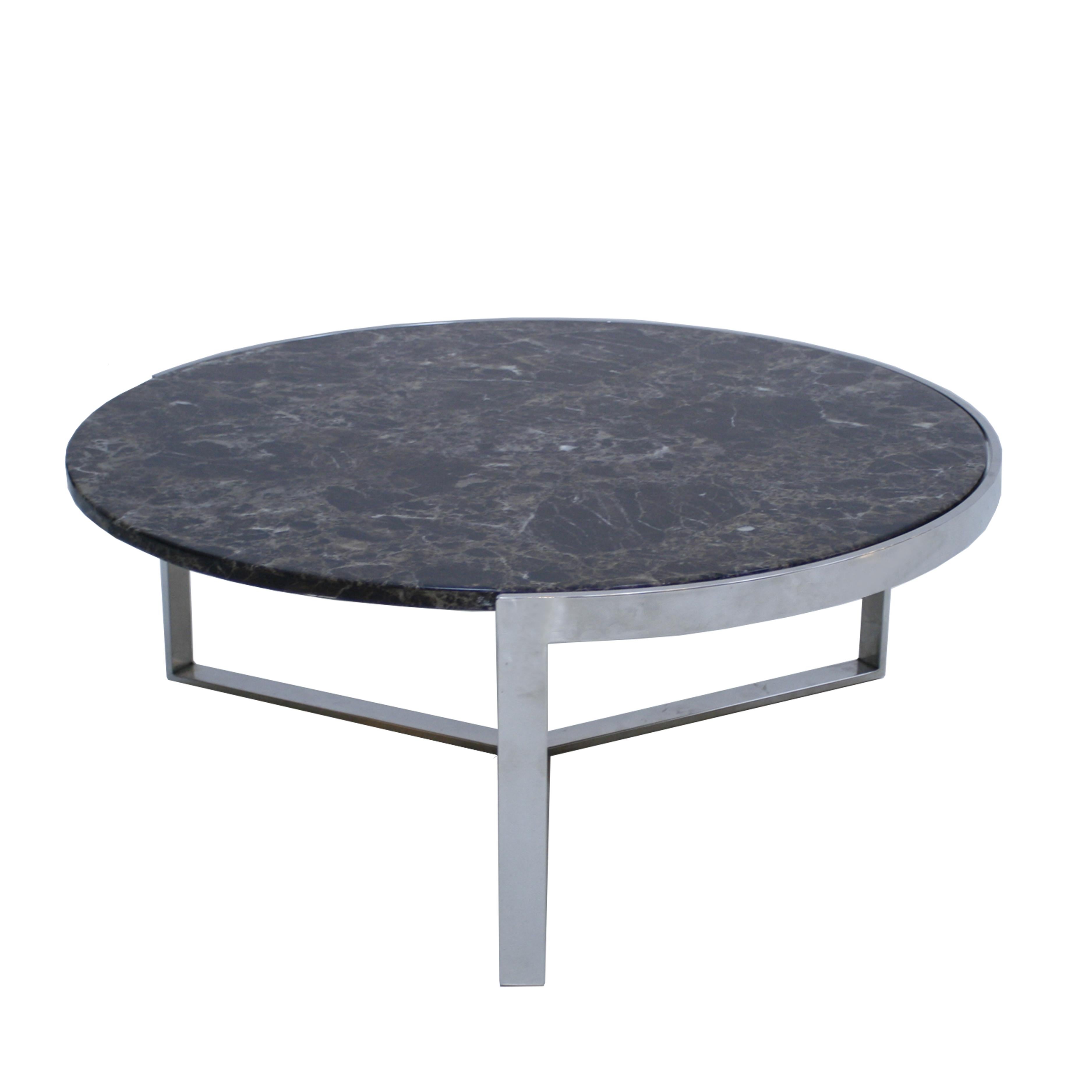 Mid-Century Modern Mid-Century Round French Emperador Marble Coffee Table, 1970s