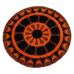 Mid-Century Modern Circular Shag Wool Rug