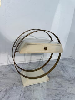 Mid-Century Modern Circular Side Table with Drawer