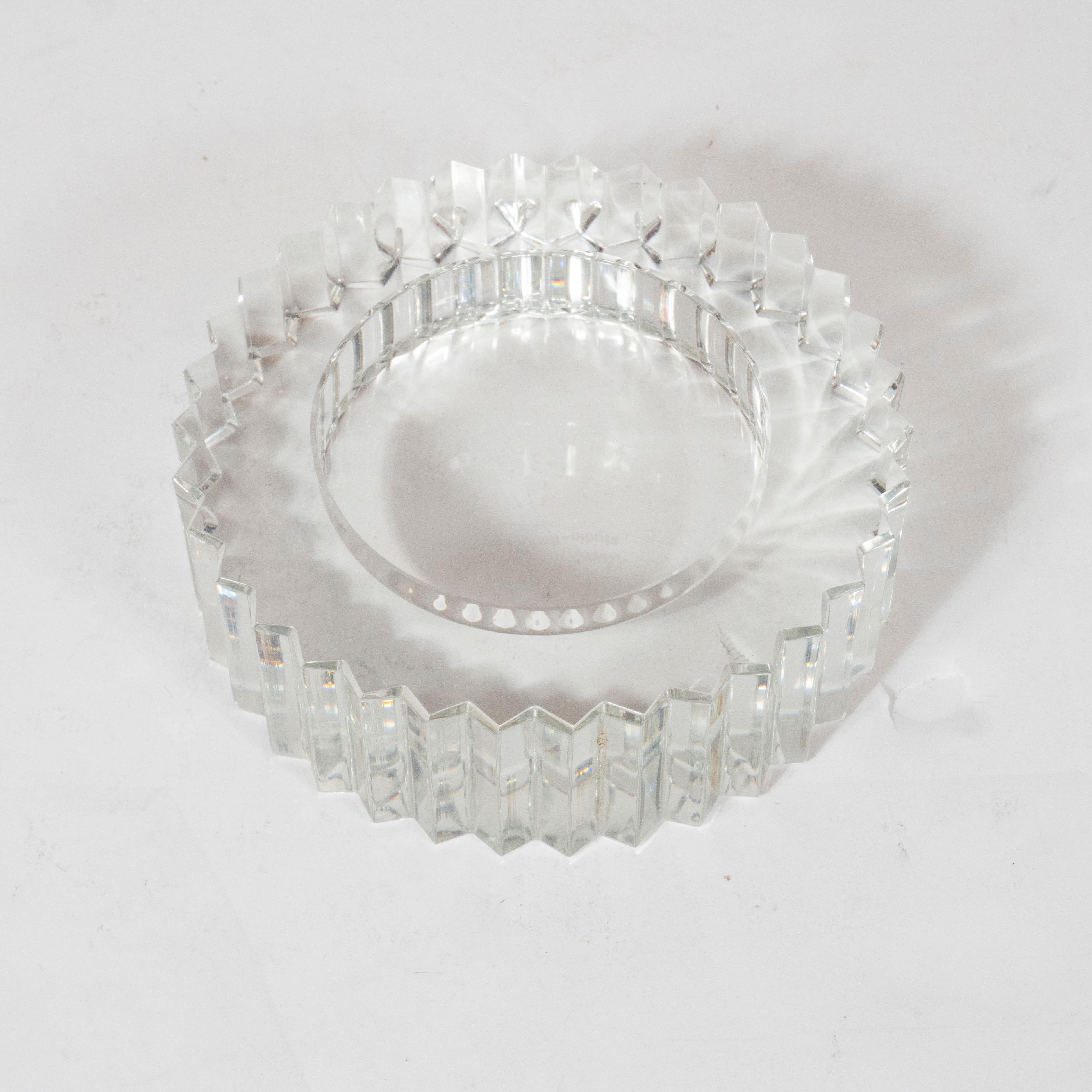 German Mid-Century Modern Circular Translucent Serrated Ashtray/ Dish Signed Rosenthal