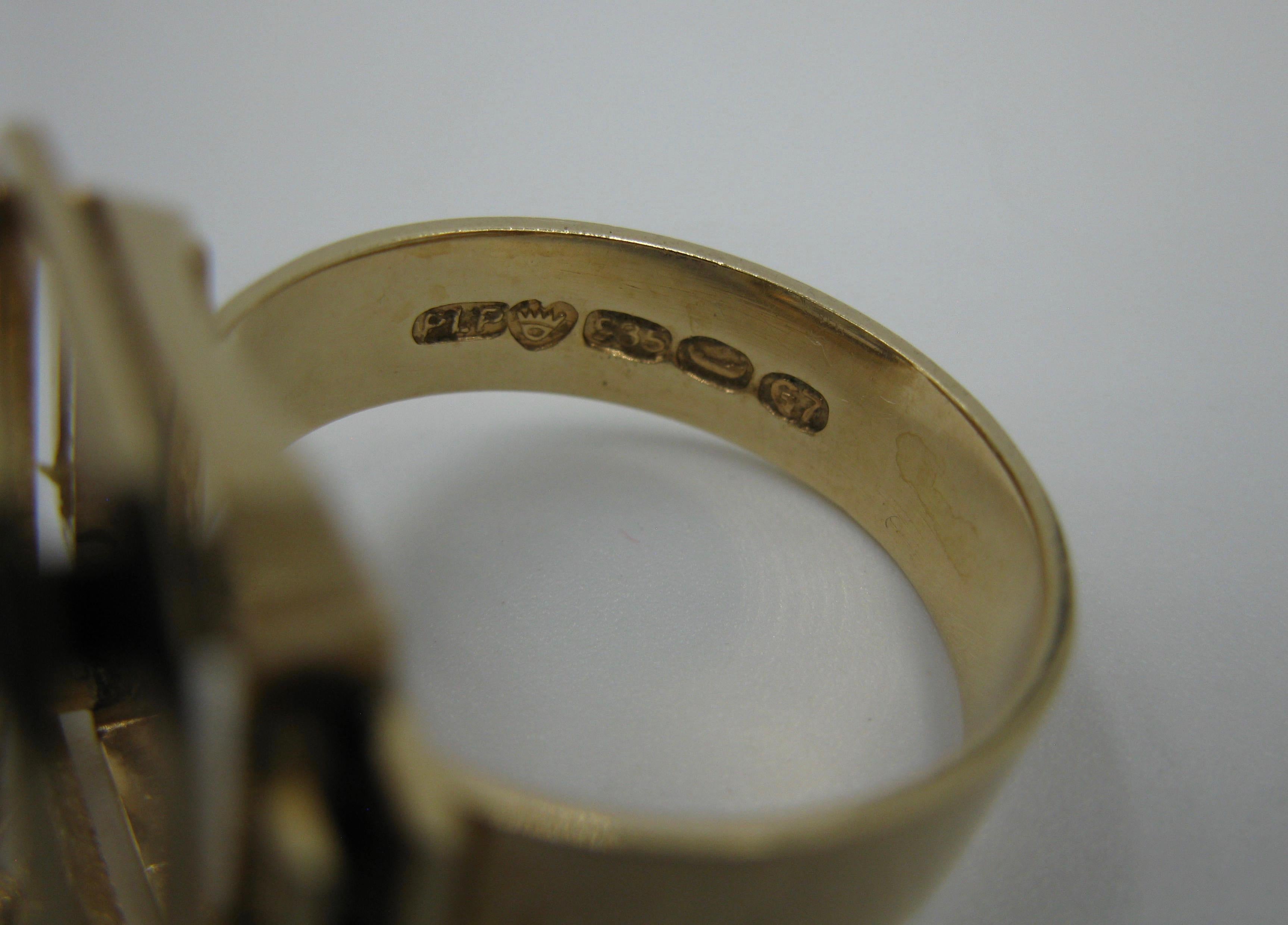 Mid-Century Modern Citrine Ring Finland 14 Karat Gold 1960 Scandinavian Design 2