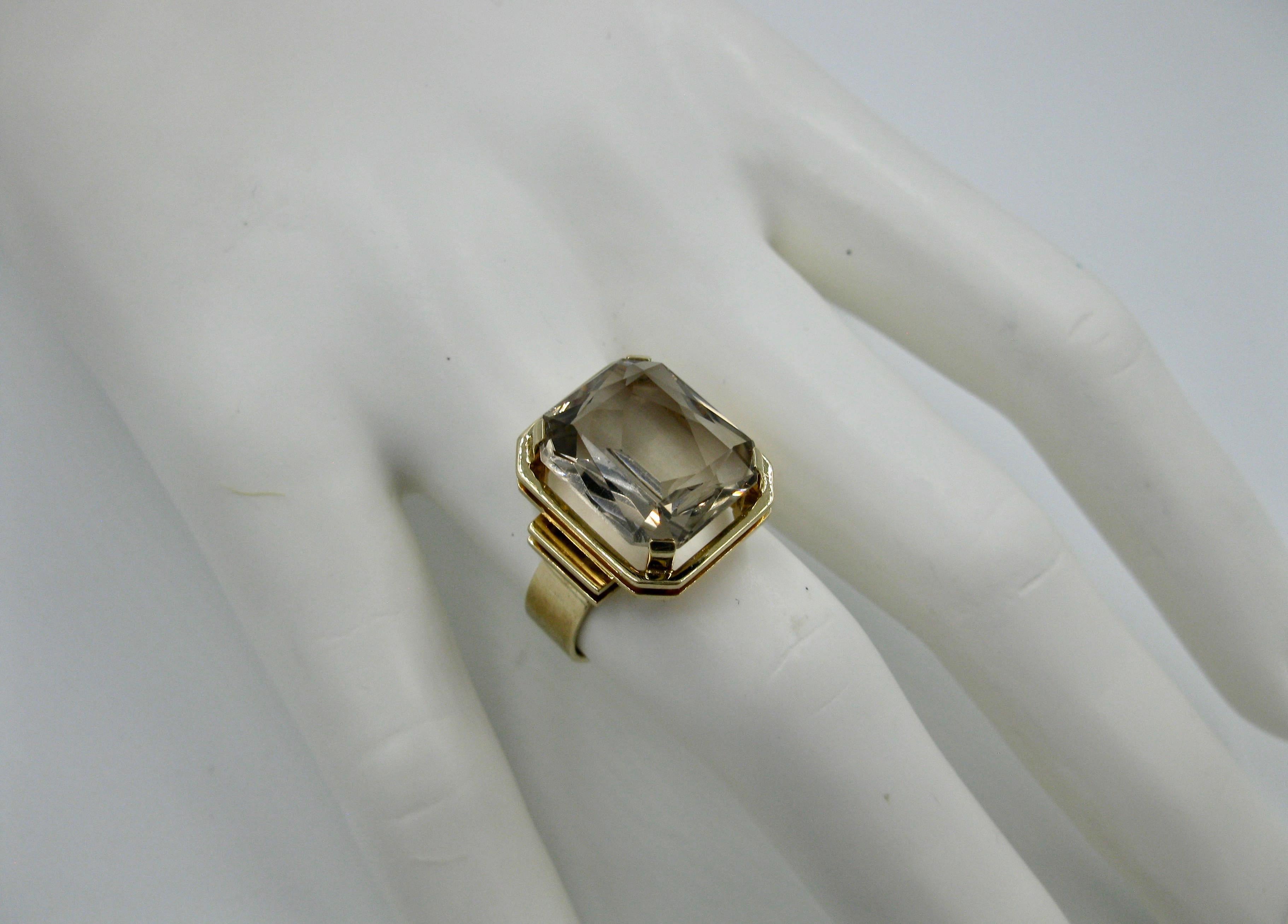 Mid-Century Modern Citrine Ring Finland 14 Karat Gold 1960 Scandinavian Design 1