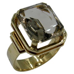 Mid-Century Modern Citrine Ring Finland 14 Karat Gold 1960 Scandinavian Design