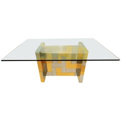 Mid-Century Modern Cityscape Brass, Chrome and Glass Dining Table by Paul Evans