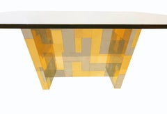 Mid-Century Modern Cityscape Brass, Chrome and Glass Dining Table by Paul Evans
