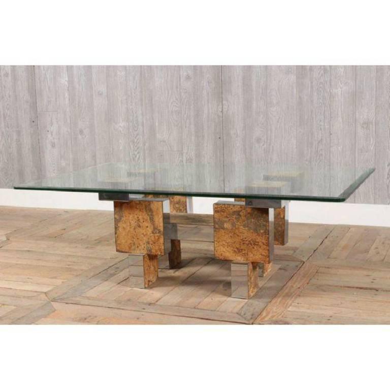 Glass Mid-Century Modern Cityscape Fashioned Coffee Table in the Style of Paul Evans