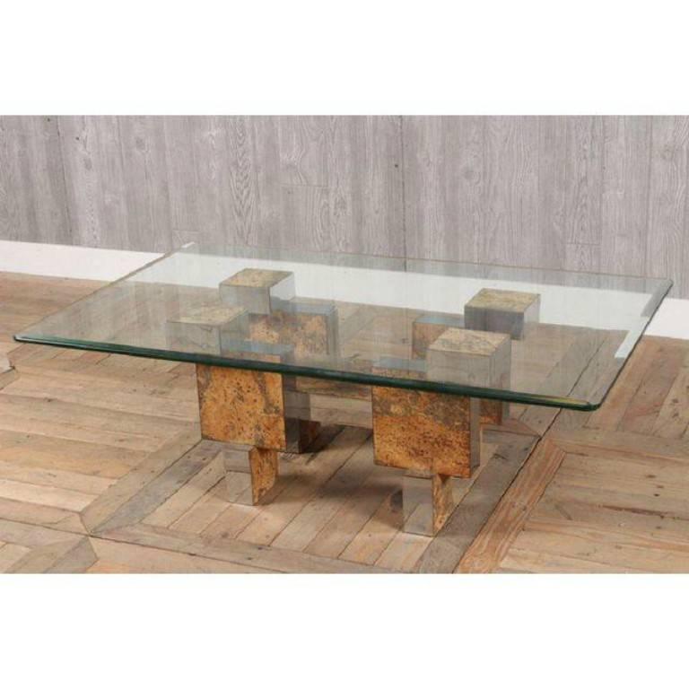 Mid-Century Modern Cityscape Fashioned Coffee Table in the Style of Paul Evans 1