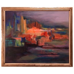 Mid-Century Modern Cityscape on Board