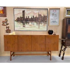 Mid-Century Modern Cityscape Painting, Impasto on Canvas, 1970s