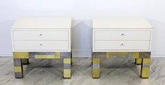 Mid-Century Modern Cityscape Pair of Nightstands, Signed Paul Evans, 1970s