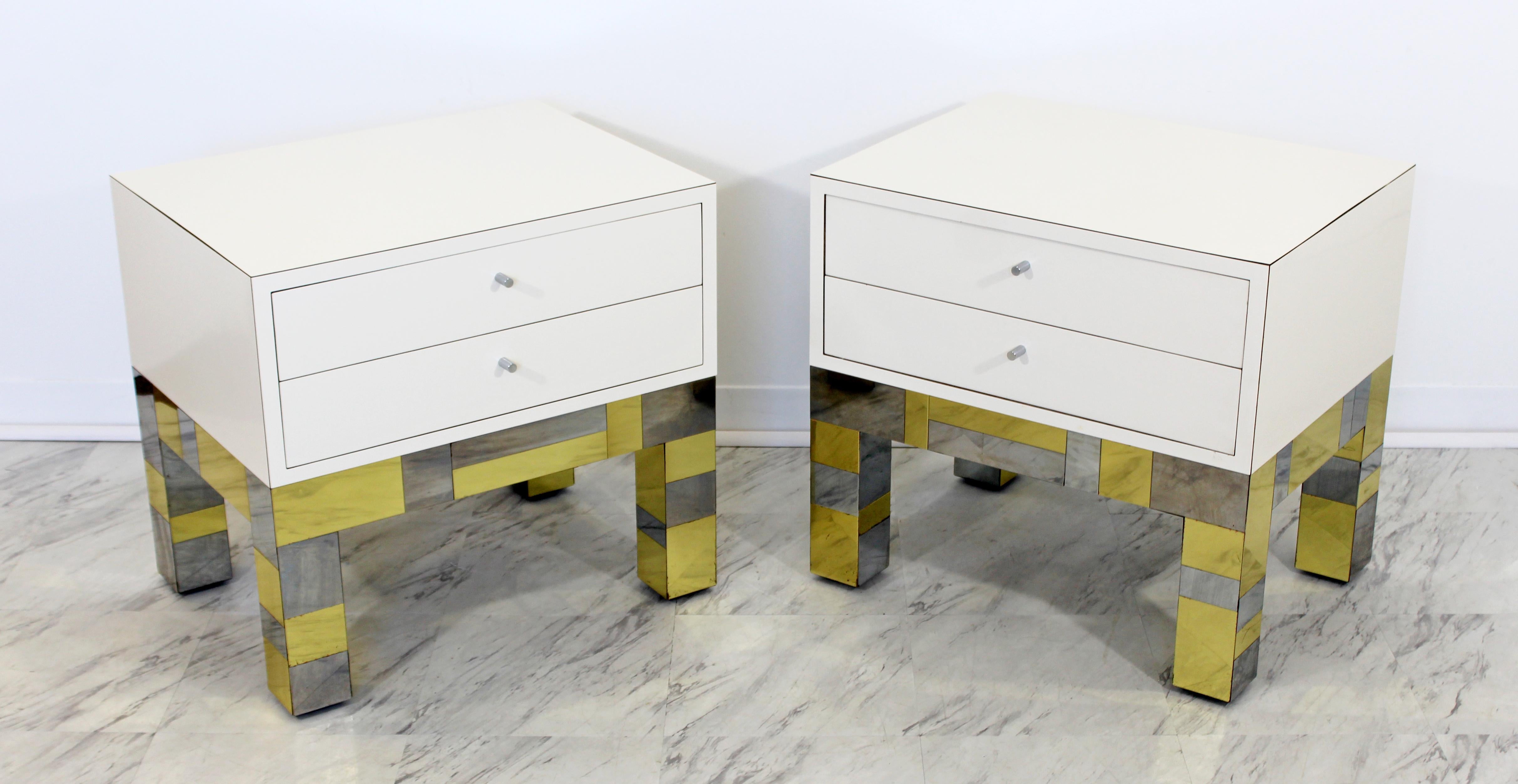 Mid-Century Modern Cityscape Pair of Nightstands, Signed Paul Evans, 1970s In Good Condition In Keego Harbor, MI