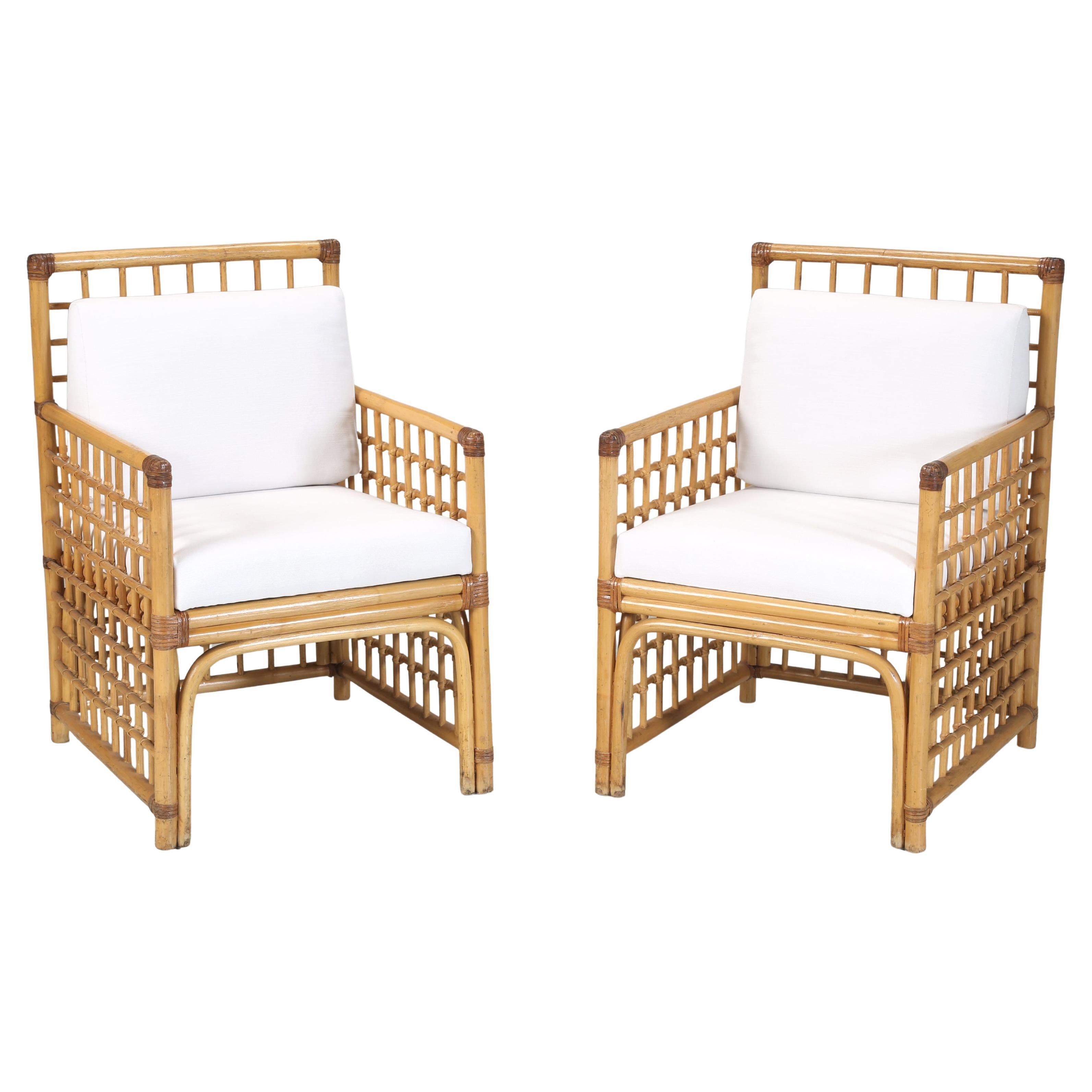 Mid Century Modern Classic Bamboo and Rattan Club Chairs Comfortable and Stylish