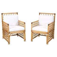 Mid Century Modern Classic Bamboo and Rattan Club Chairs Comfortable and Stylish
