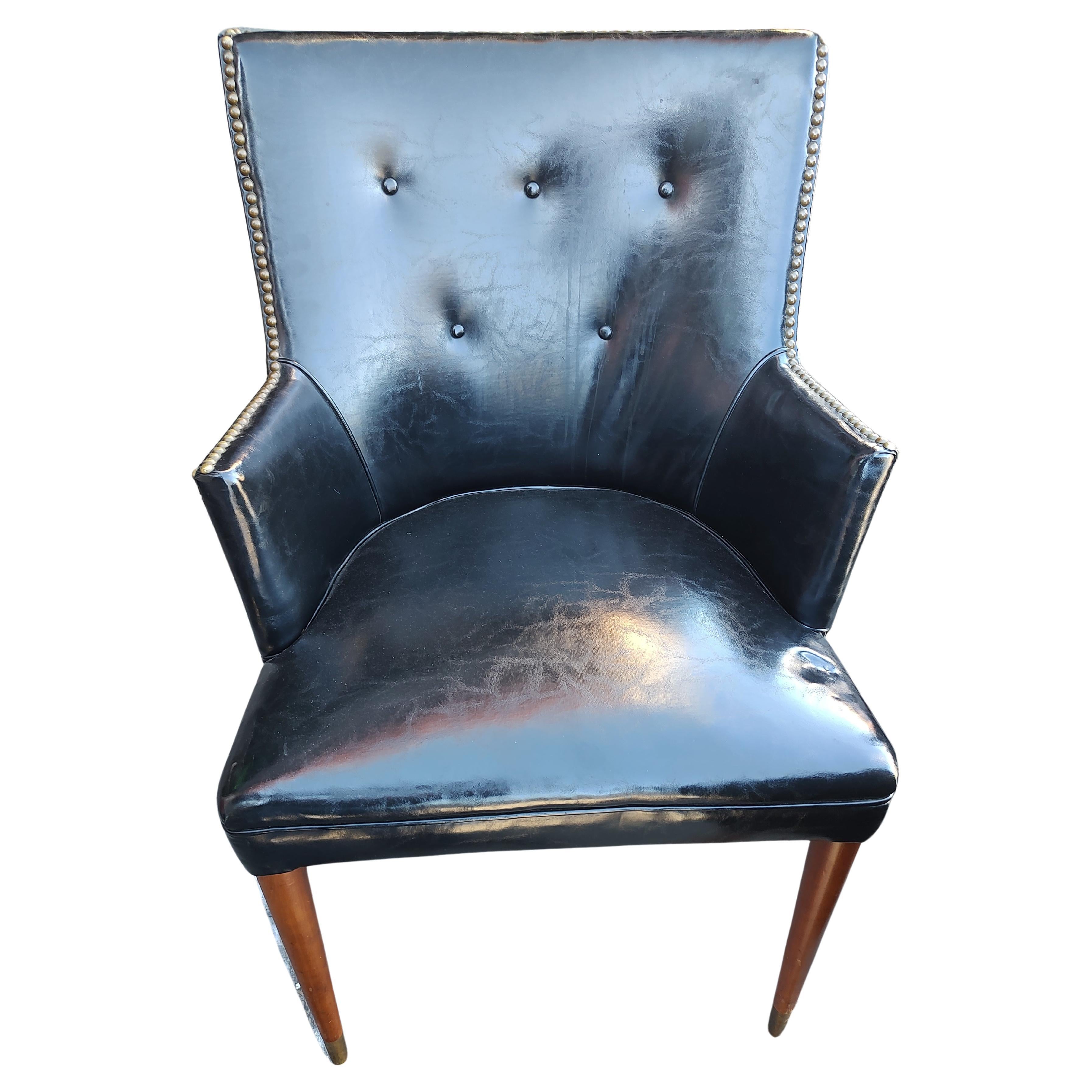 Set de 6 chaises de salle à manger en faux cuir noir Classic Mid Century Modern C1960 en vente 6