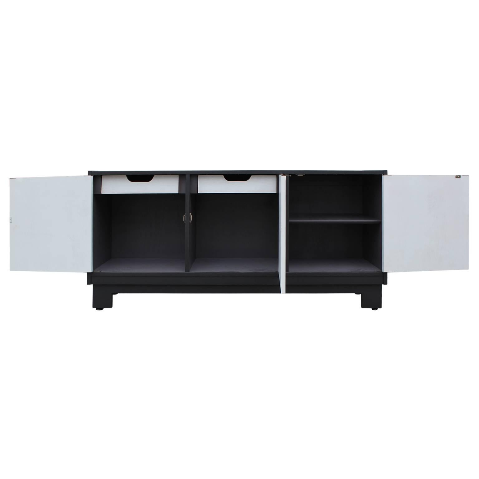 Mid-20th Century Mid-Century Modern Clean Lined Black and Grey Cabinet or Sideboard