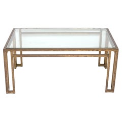 Mid Century Modern Clean Lined Brass Couchtisch viel Patina