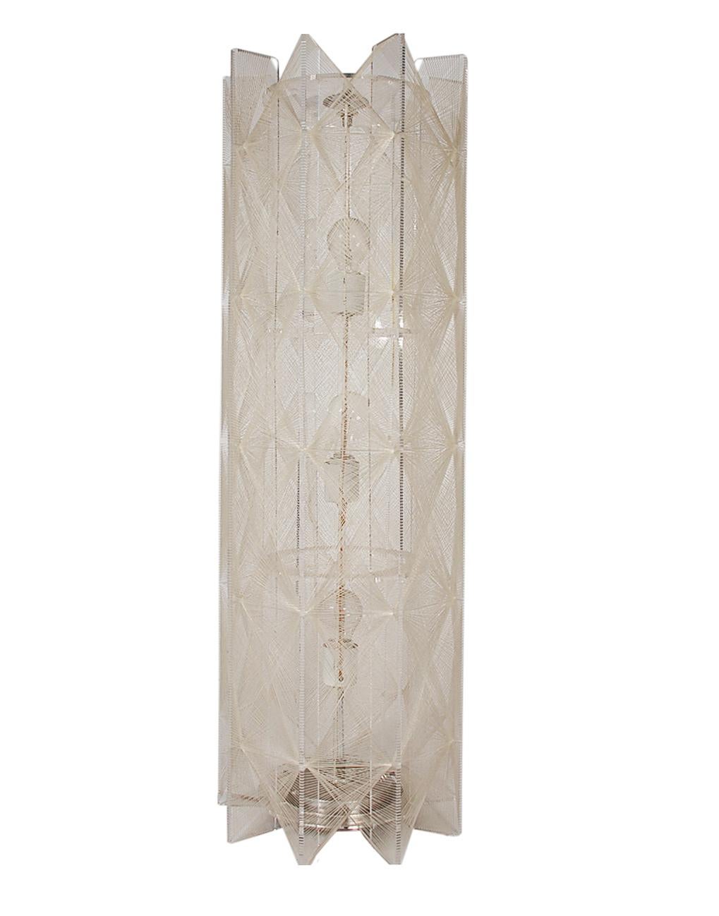 Mid-Century Modern Clear Acrylic Nylon String Large Table Lamp or Floor Lamp In Good Condition In Philadelphia, PA