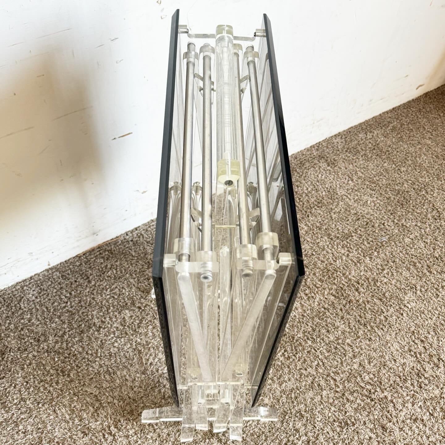 Mid Century Modern Clear and Smoked Lucite Gold Up Tray Table Set - 3 Pieces For Sale 4
