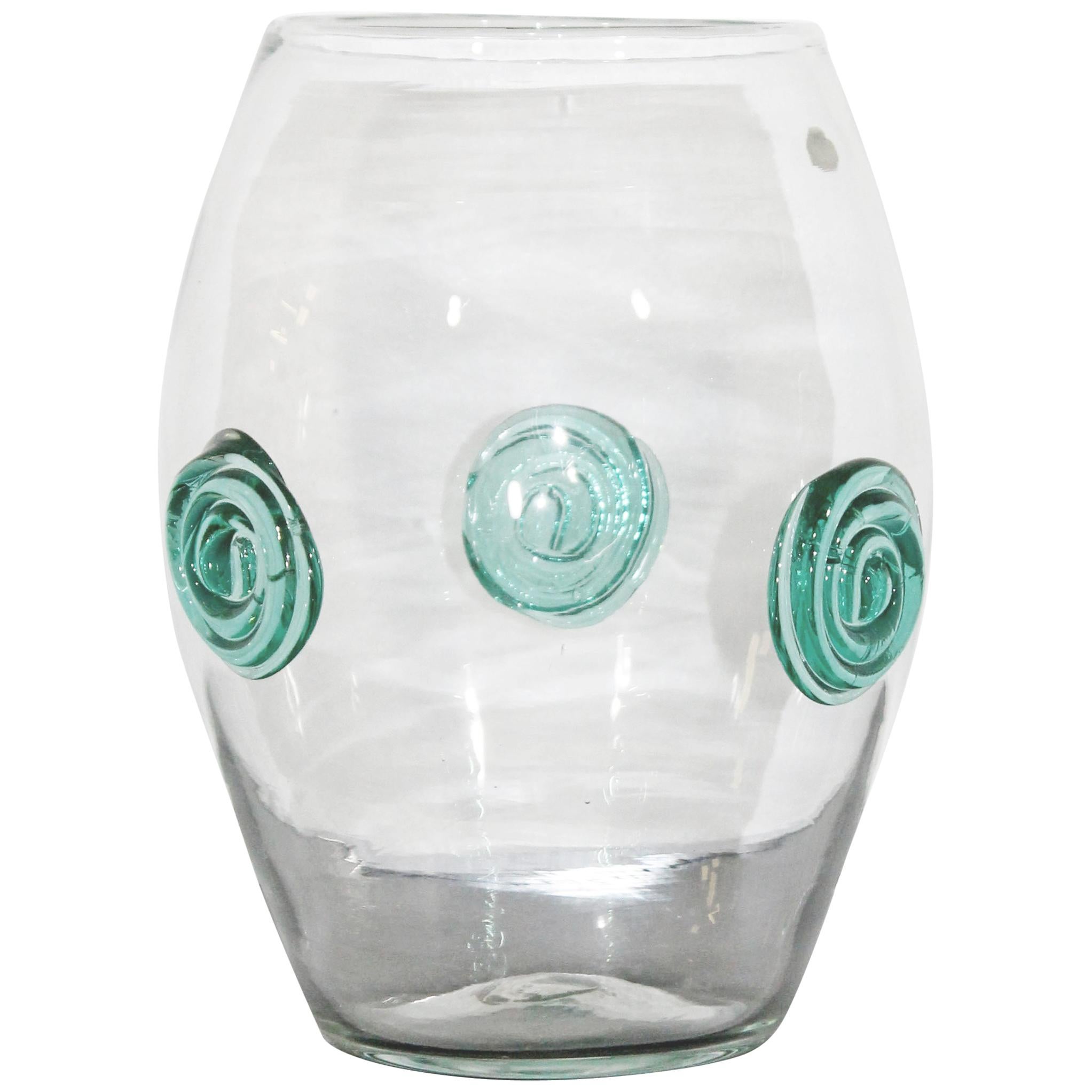 Mid-Century Modern Clear Blenko Handcrafted Glass Vase