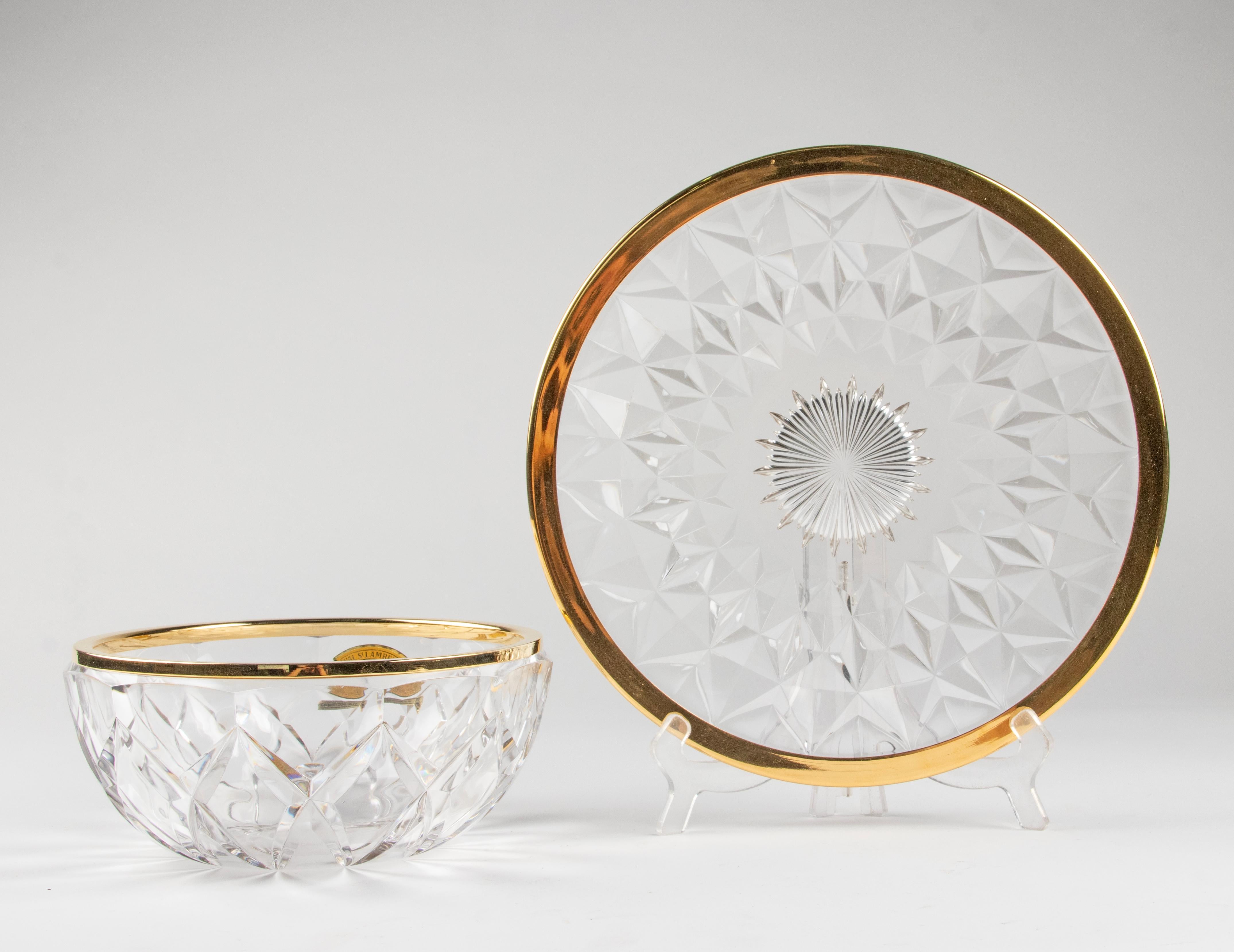 Belge Bol en cristal transparent mi-siècle moderne fabriqué par Val Saint Lambert en vente