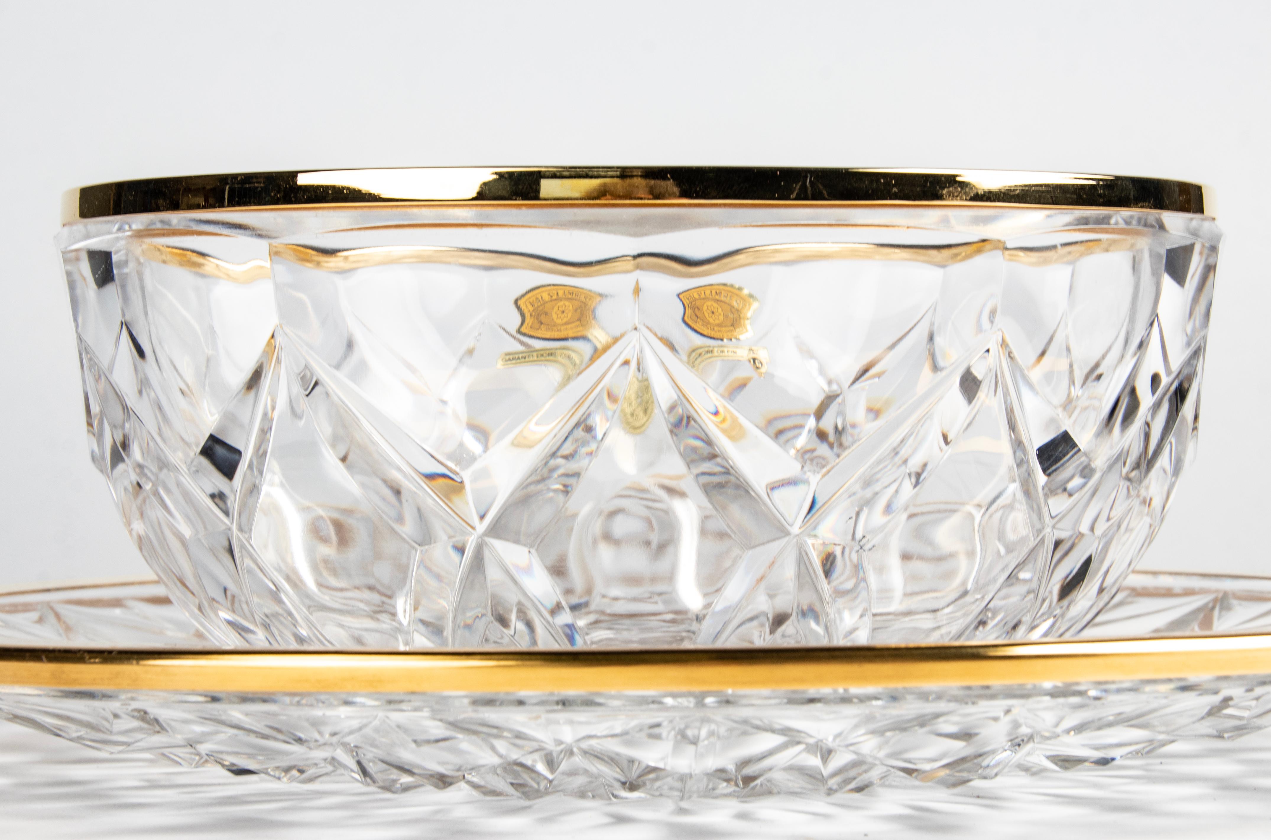 Cristal Bol en cristal transparent mi-siècle moderne fabriqué par Val Saint Lambert en vente