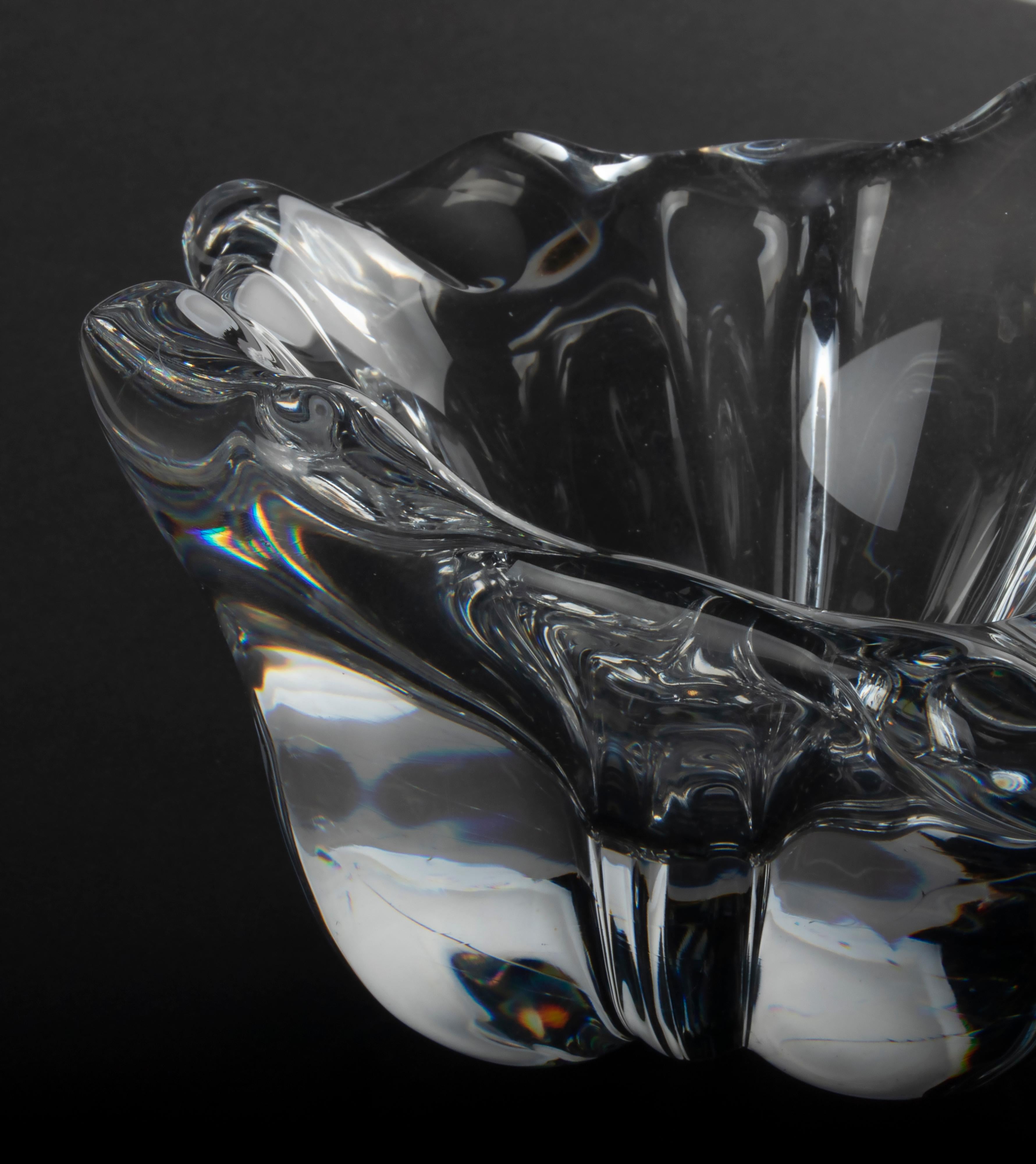 Moderne Schale aus klarem Kristall aus der Mitte des Jahrhunderts, signiert Val Saint Lambert im Angebot 5