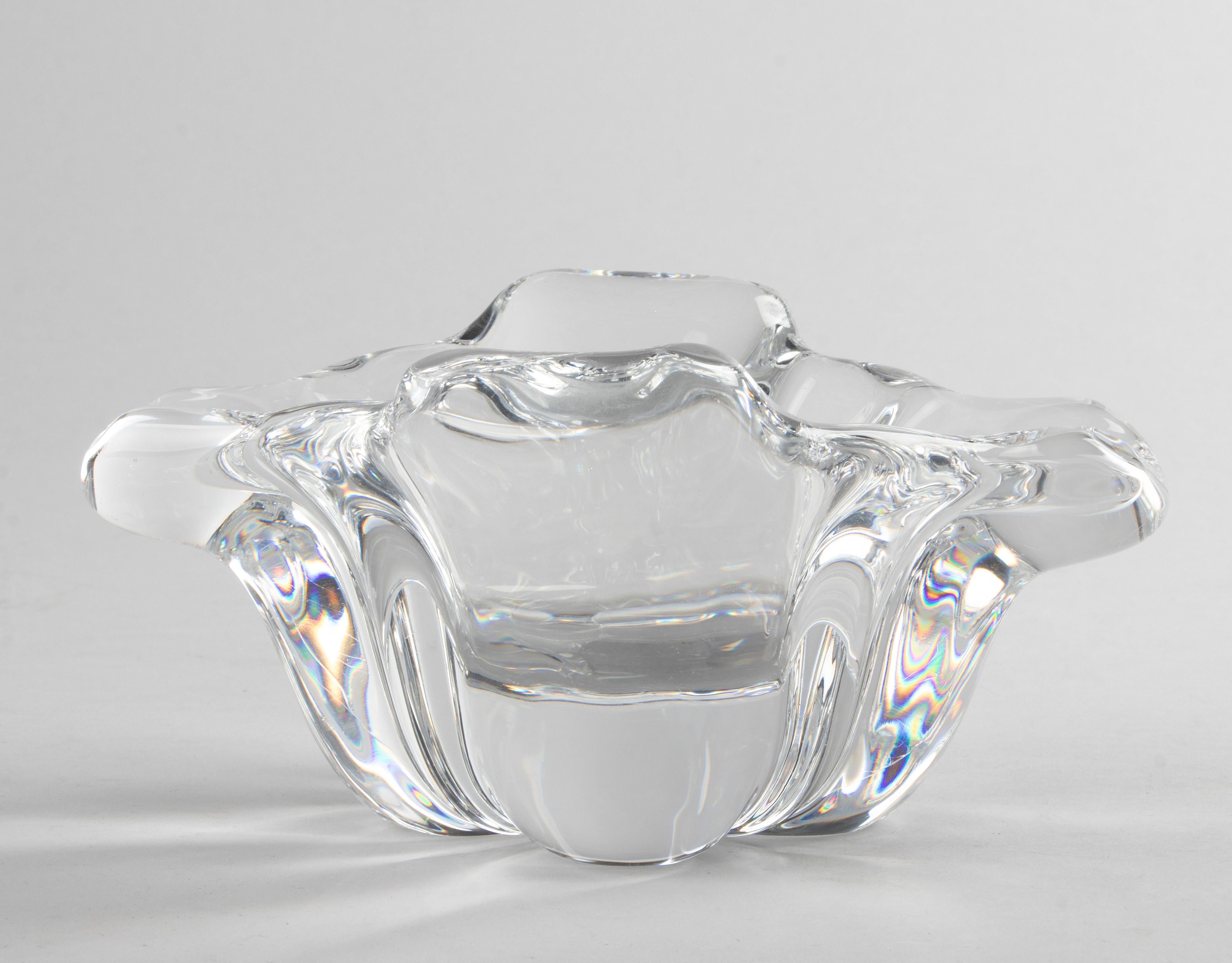 Belgian Mid-Century Modern Clear Crystal Bowl Signed Val Saint Lambert For Sale