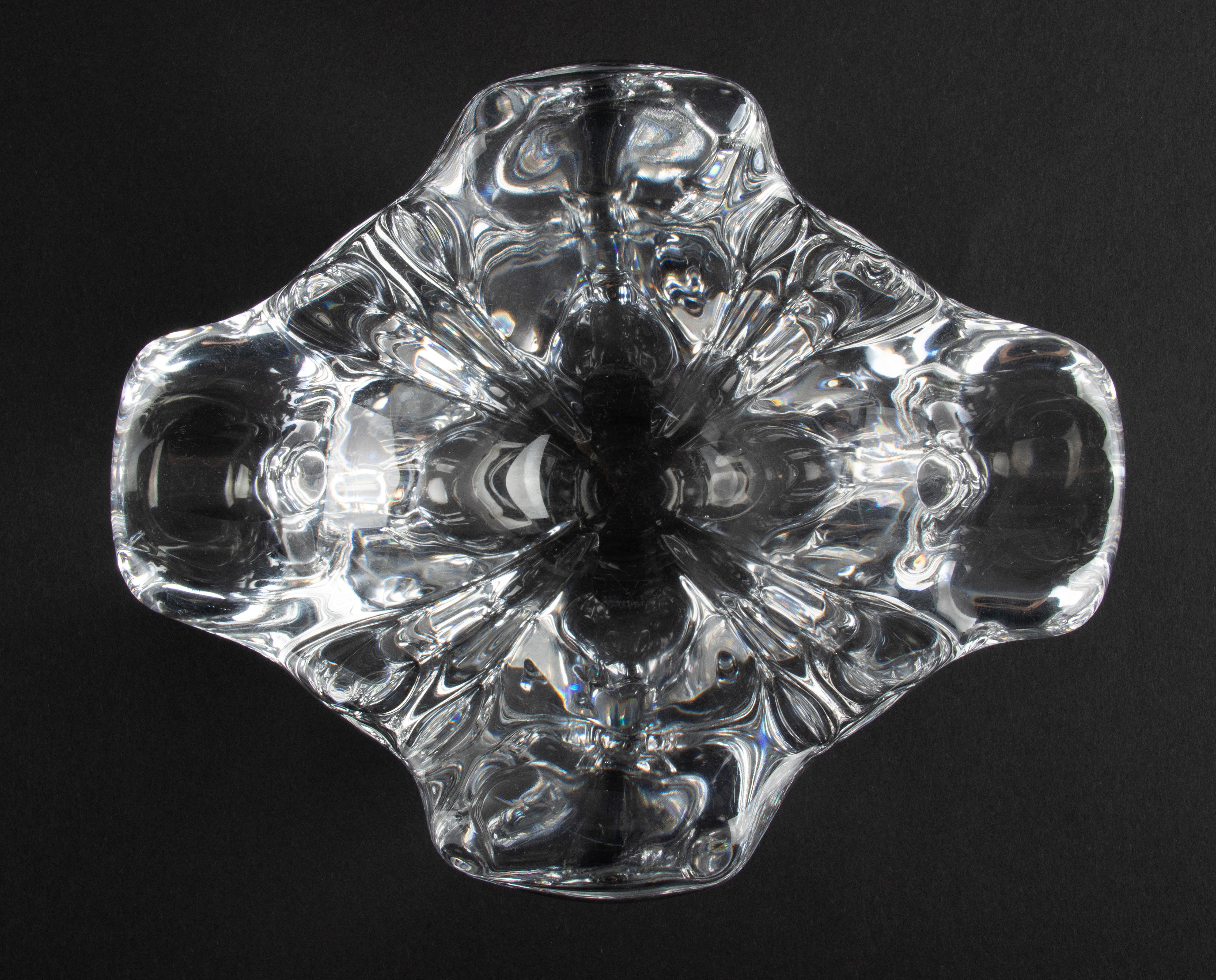 Moderne Schale aus klarem Kristall aus der Mitte des Jahrhunderts, signiert Val Saint Lambert (Handgefertigt) im Angebot
