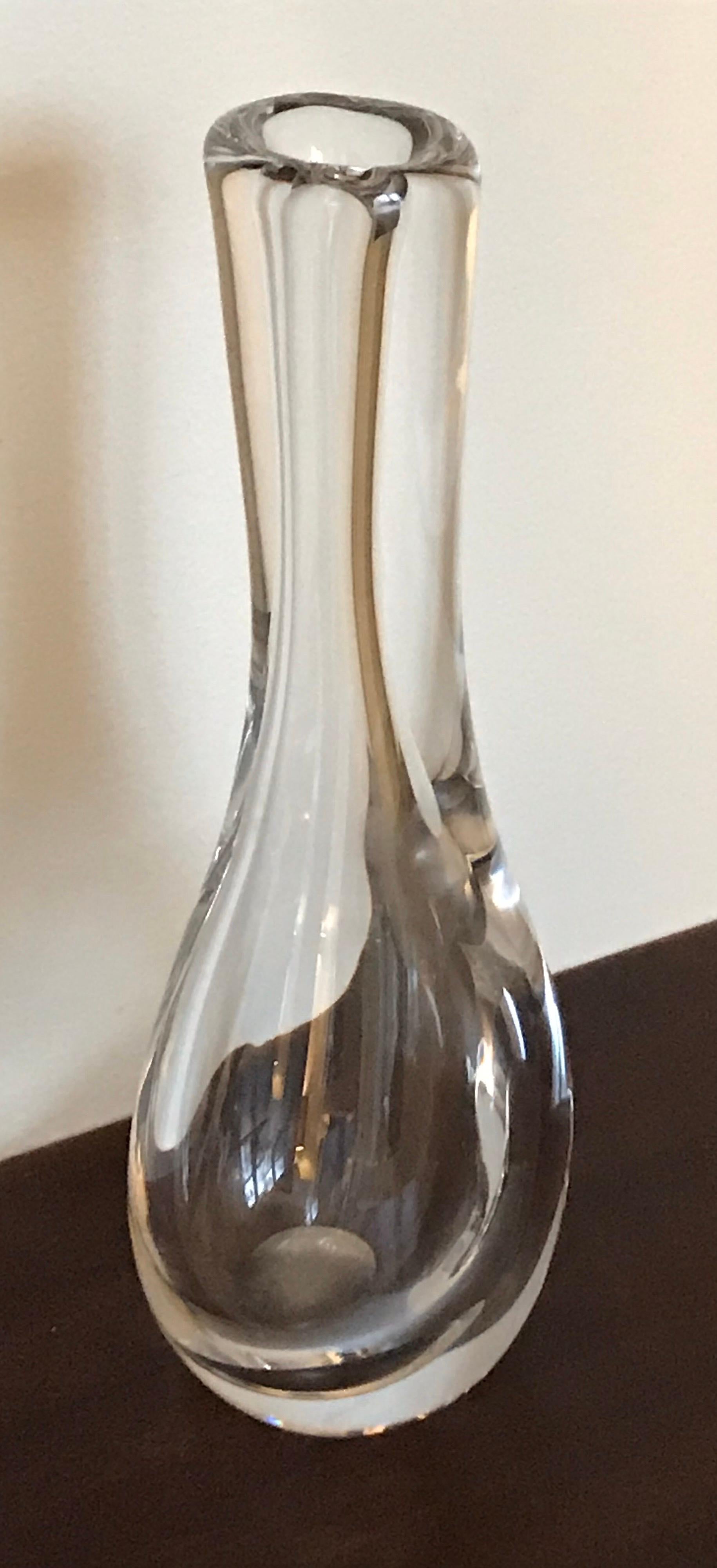Organic shaped clear crystal vase by Goran Warff for Kosta Boda, Finland, signed.