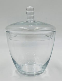 Bocal à bonbons ou sucrier en verre transparent du milieu du siècle dernier