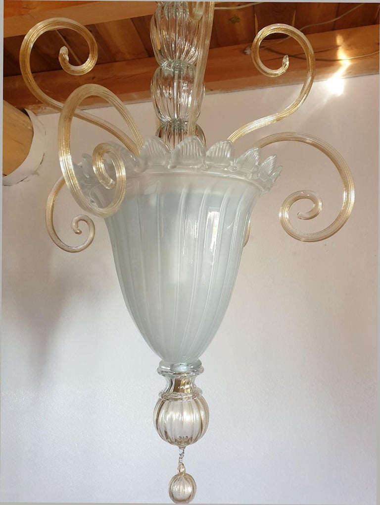Italian Murano Glass Lantern Attributed to Venini Italy For Sale