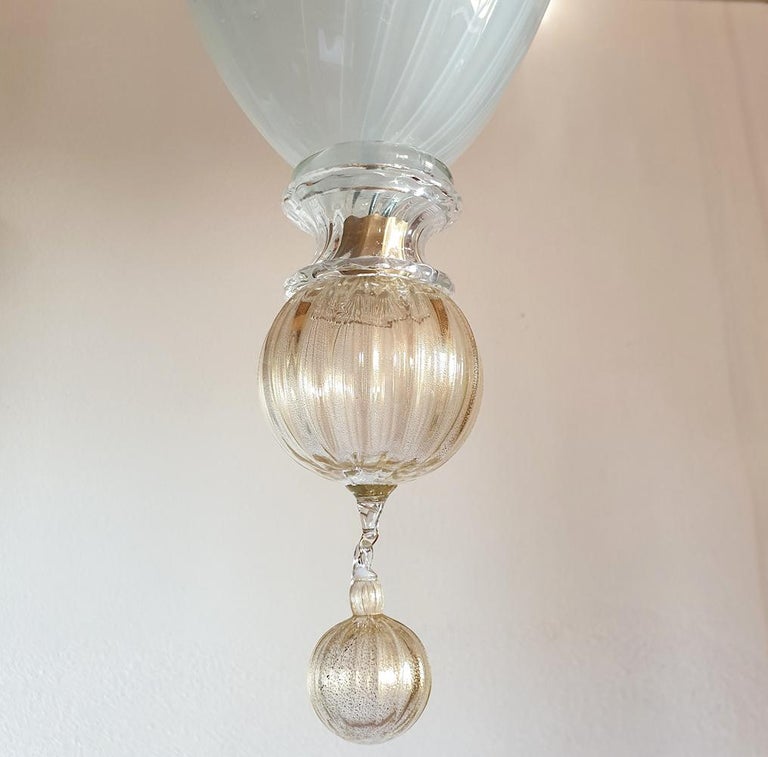Mid-20th Century Murano Glass Lantern Attributed to Venini Italy For Sale