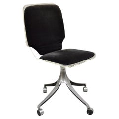 Mid Century Modern Clear Lucite Aluminum Swag Base Rolling Swivel Desk Chair
