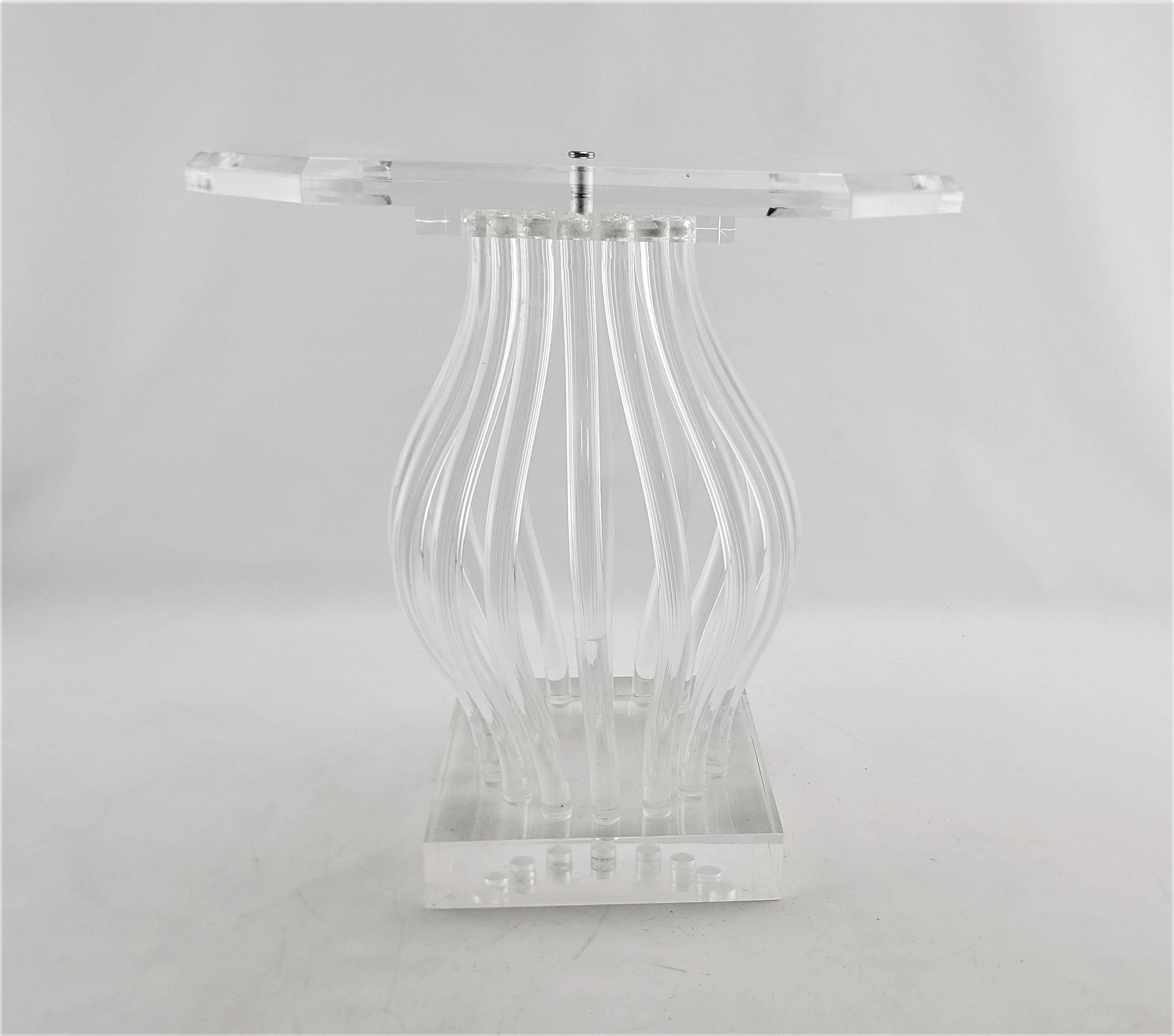 Mid-Century Modern Clear Lucite & Chrome 'Ghost' Side Accent Table or Pedestal For Sale 3