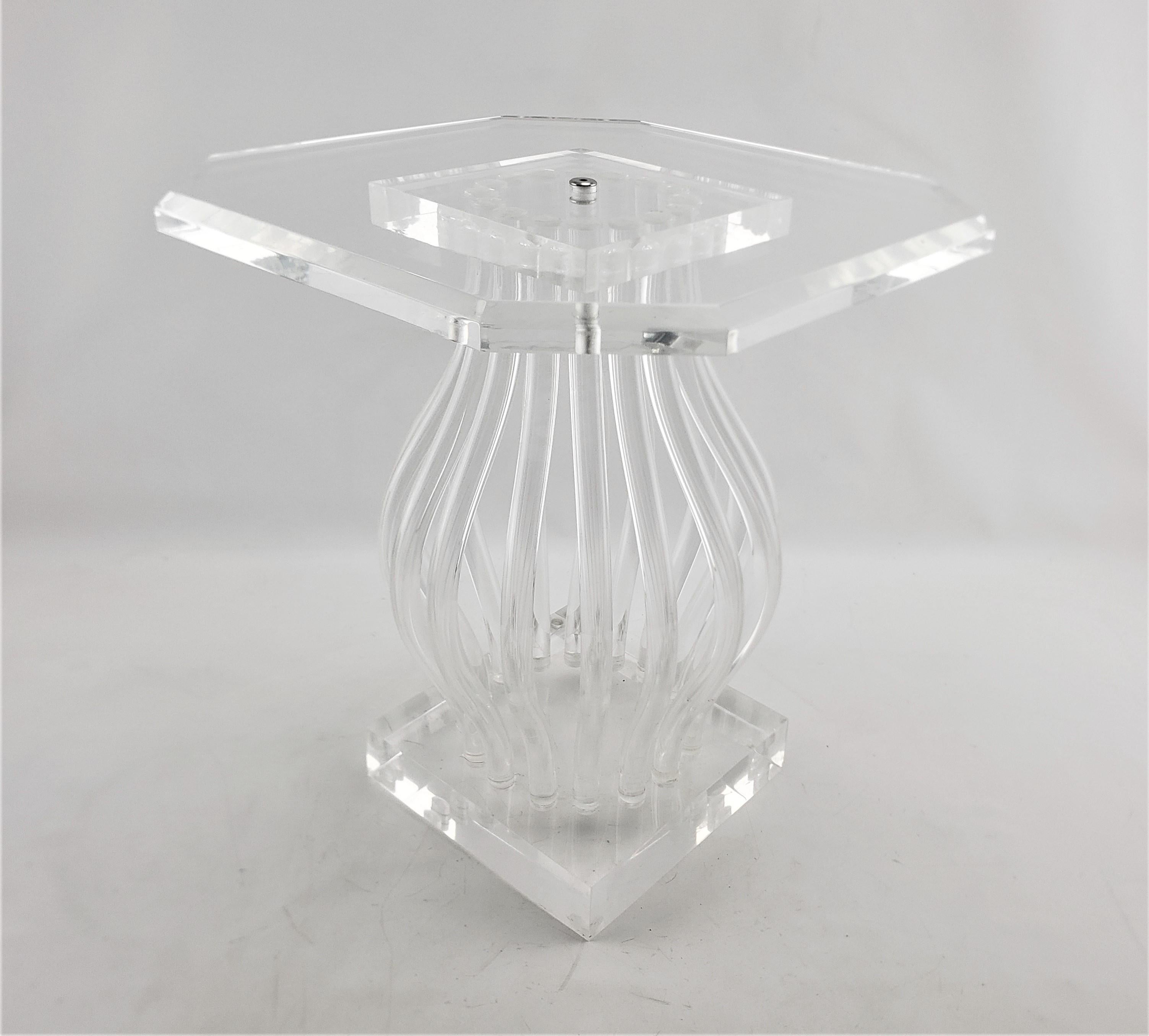 Mid-Century Modern Clear Lucite & Chrome 'Ghost' Side Accent Table or Pedestal For Sale 4