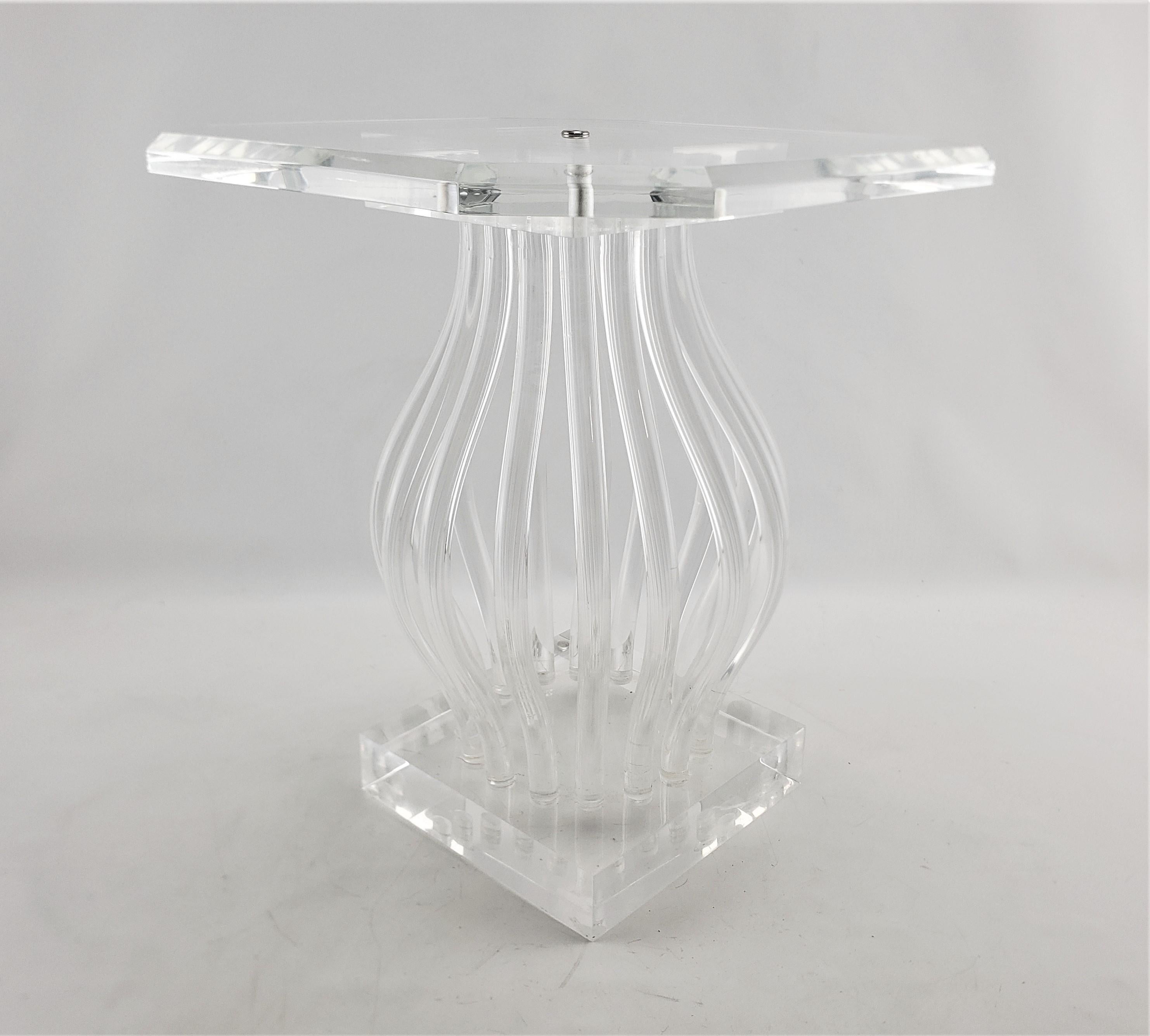Mid-Century Modern Clear Lucite & Chrome 'Ghost' Side Accent Table or Pedestal For Sale 5