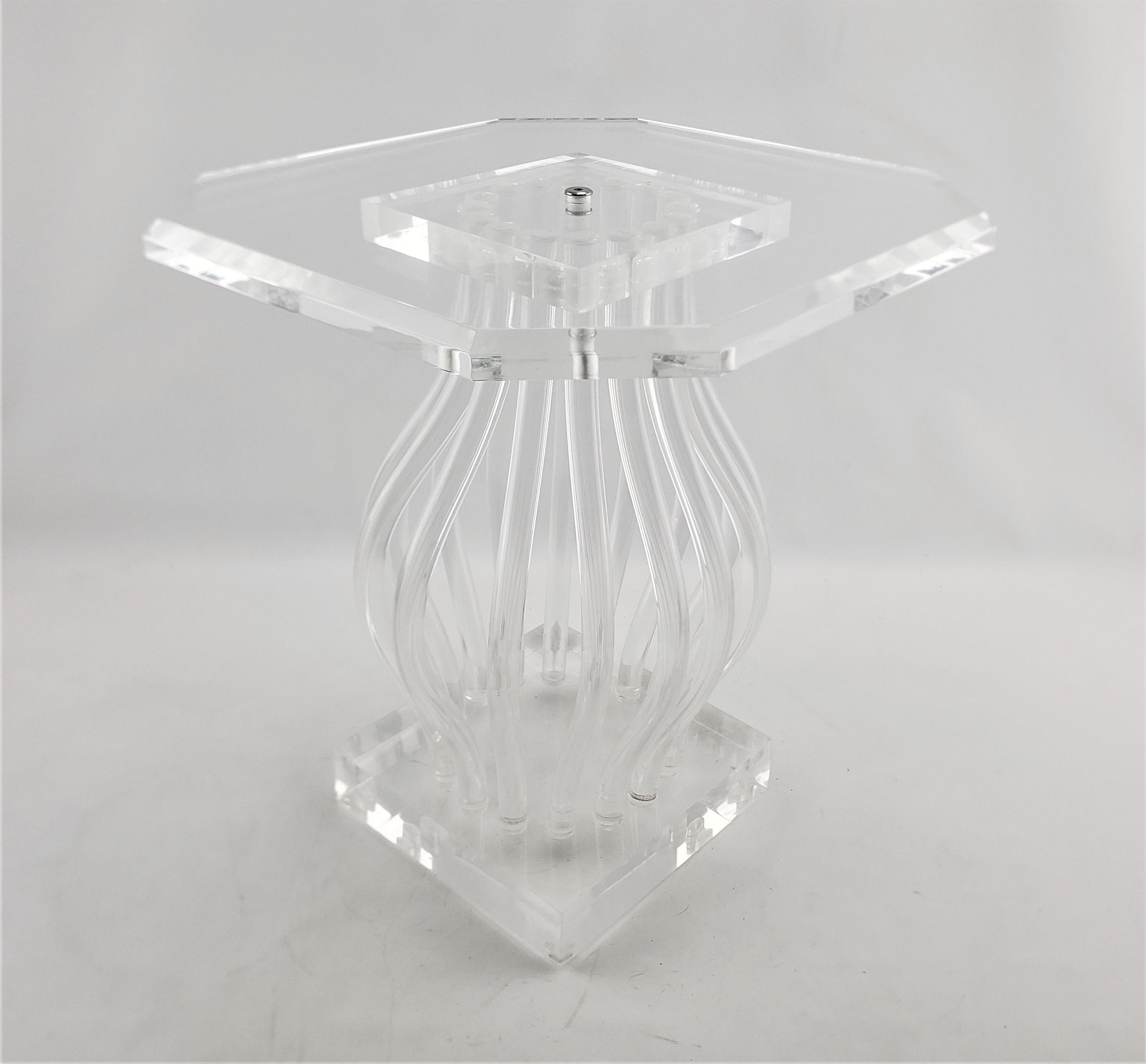Mid-Century Modern Clear Lucite & Chrome 'Ghost' Side Accent Table or Pedestal For Sale 8