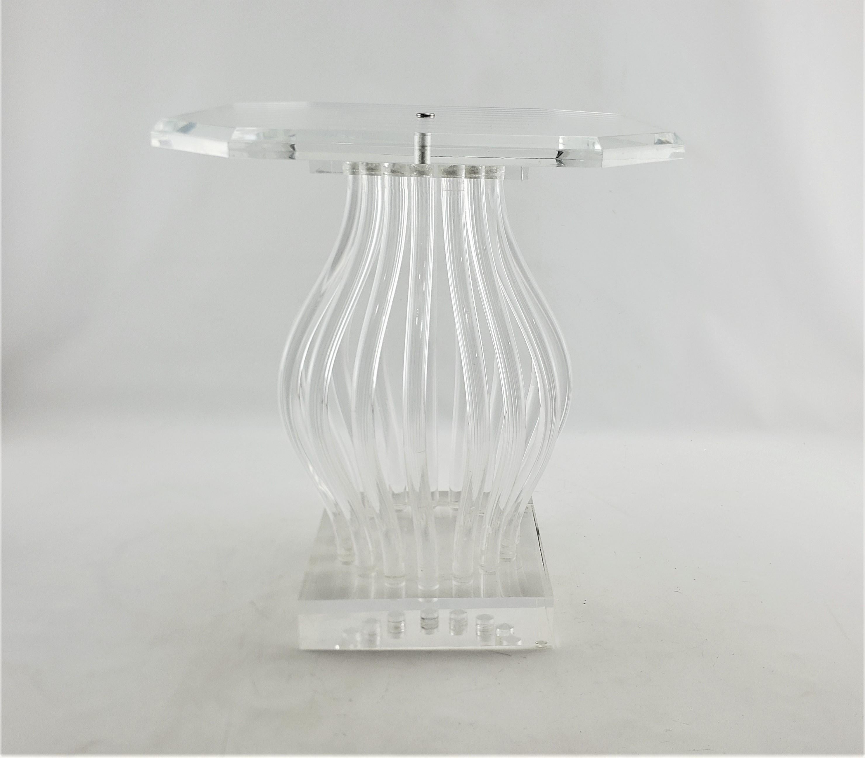 Italian Mid-Century Modern Clear Lucite & Chrome 'Ghost' Side Accent Table or Pedestal For Sale