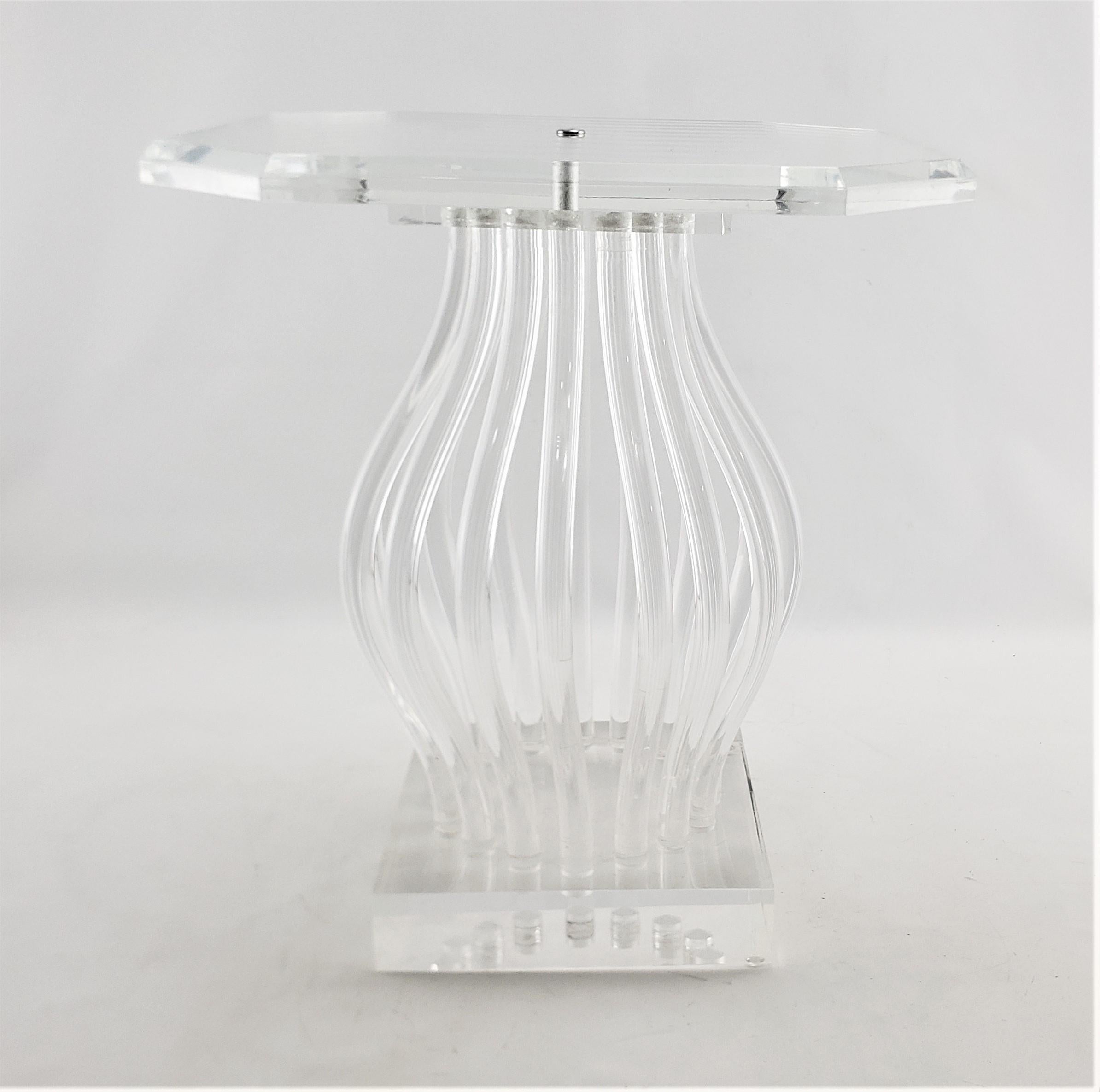 20th Century Mid-Century Modern Clear Lucite & Chrome 'Ghost' Side Accent Table or Pedestal For Sale