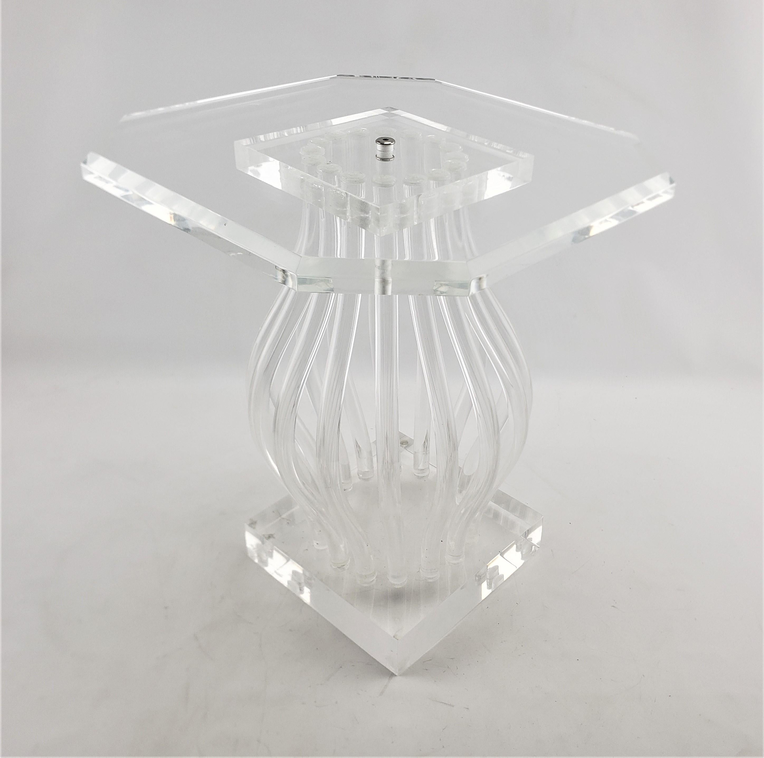 Mid-Century Modern Clear Lucite & Chrome 'Ghost' Side Accent Table or Pedestal For Sale 1
