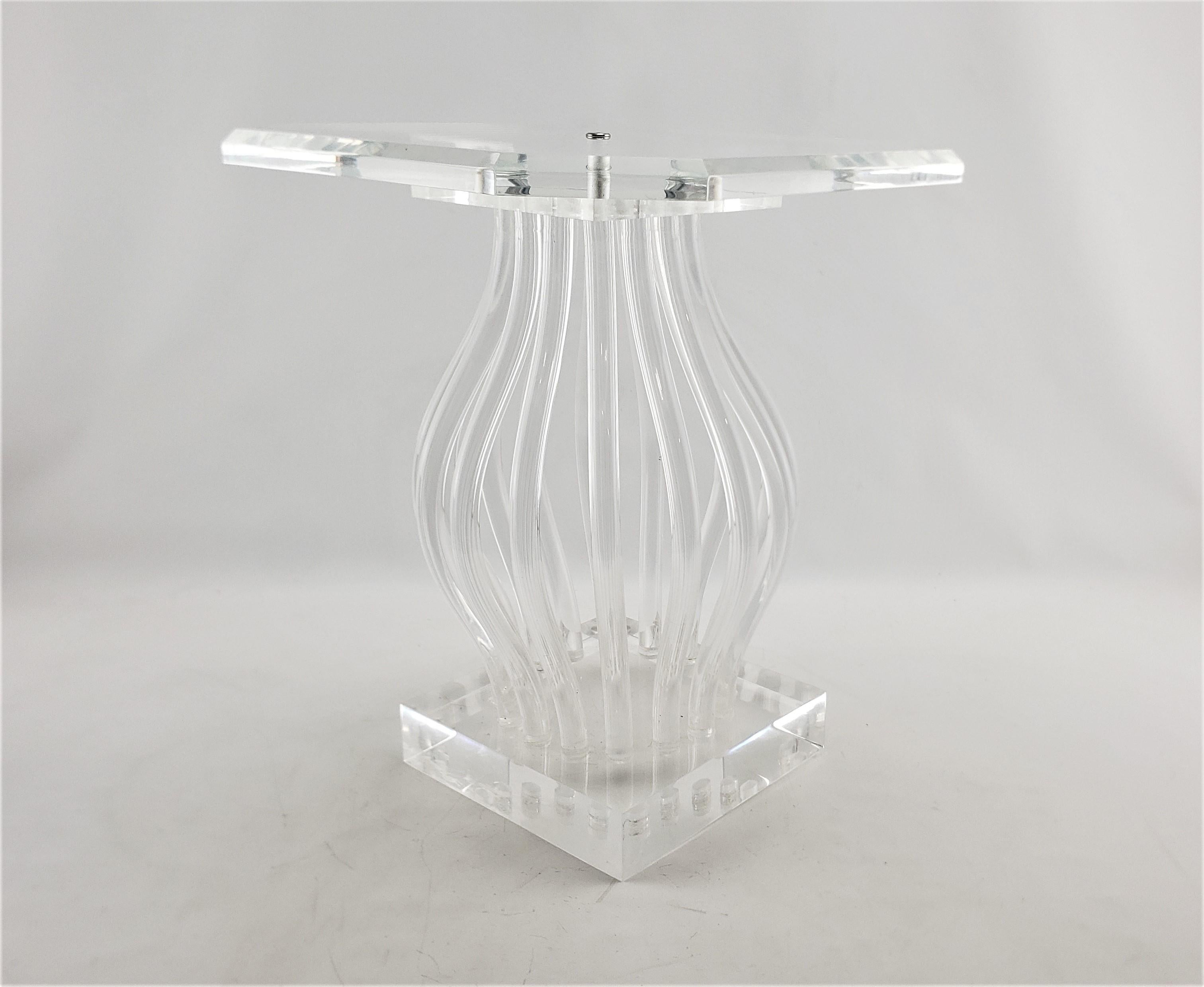 Mid-Century Modern Clear Lucite & Chrome 'Ghost' Side Accent Table or Pedestal For Sale 2