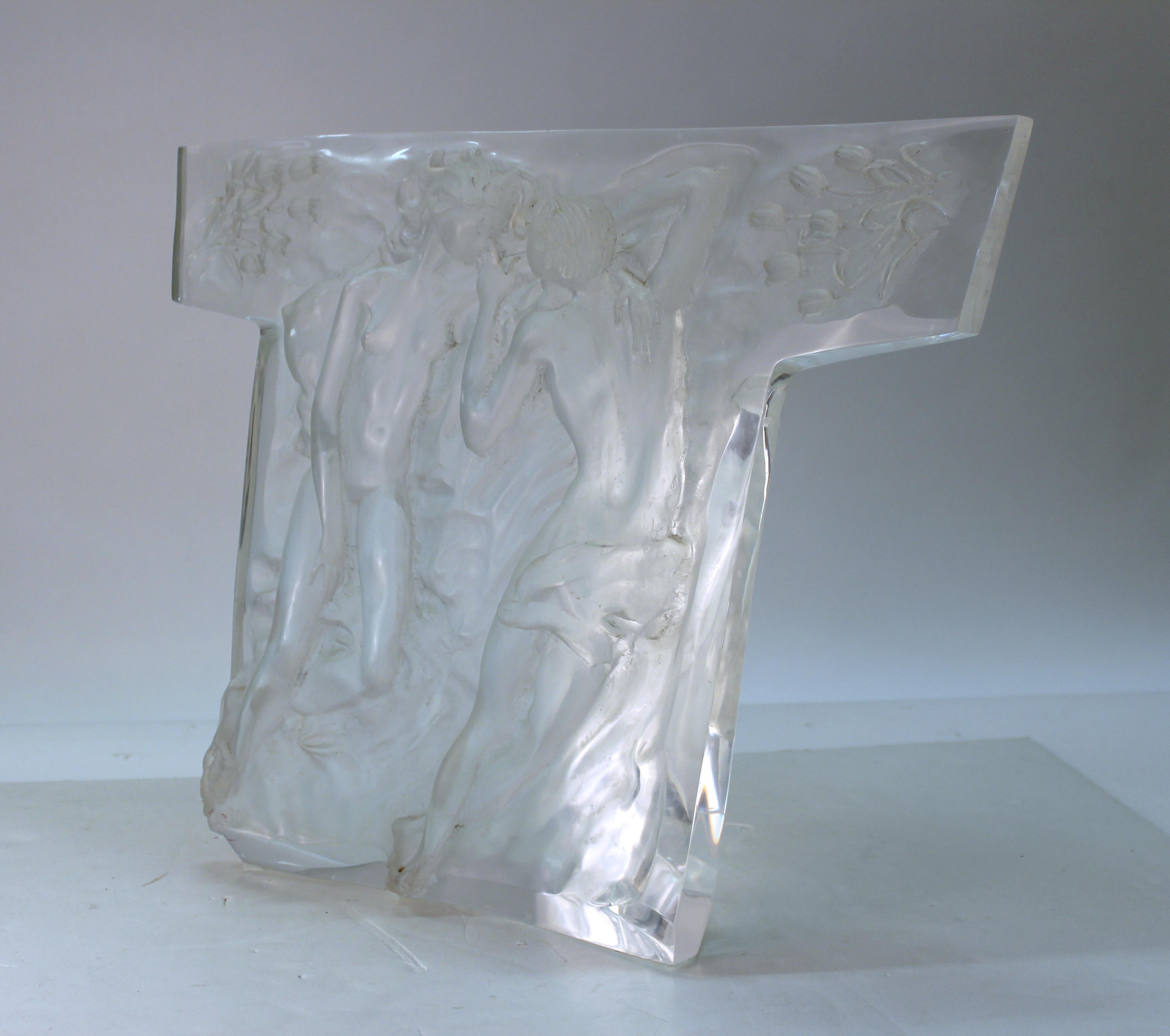 Mid-Century Modern Clear Lucite Lovers Relief Sculpture 6