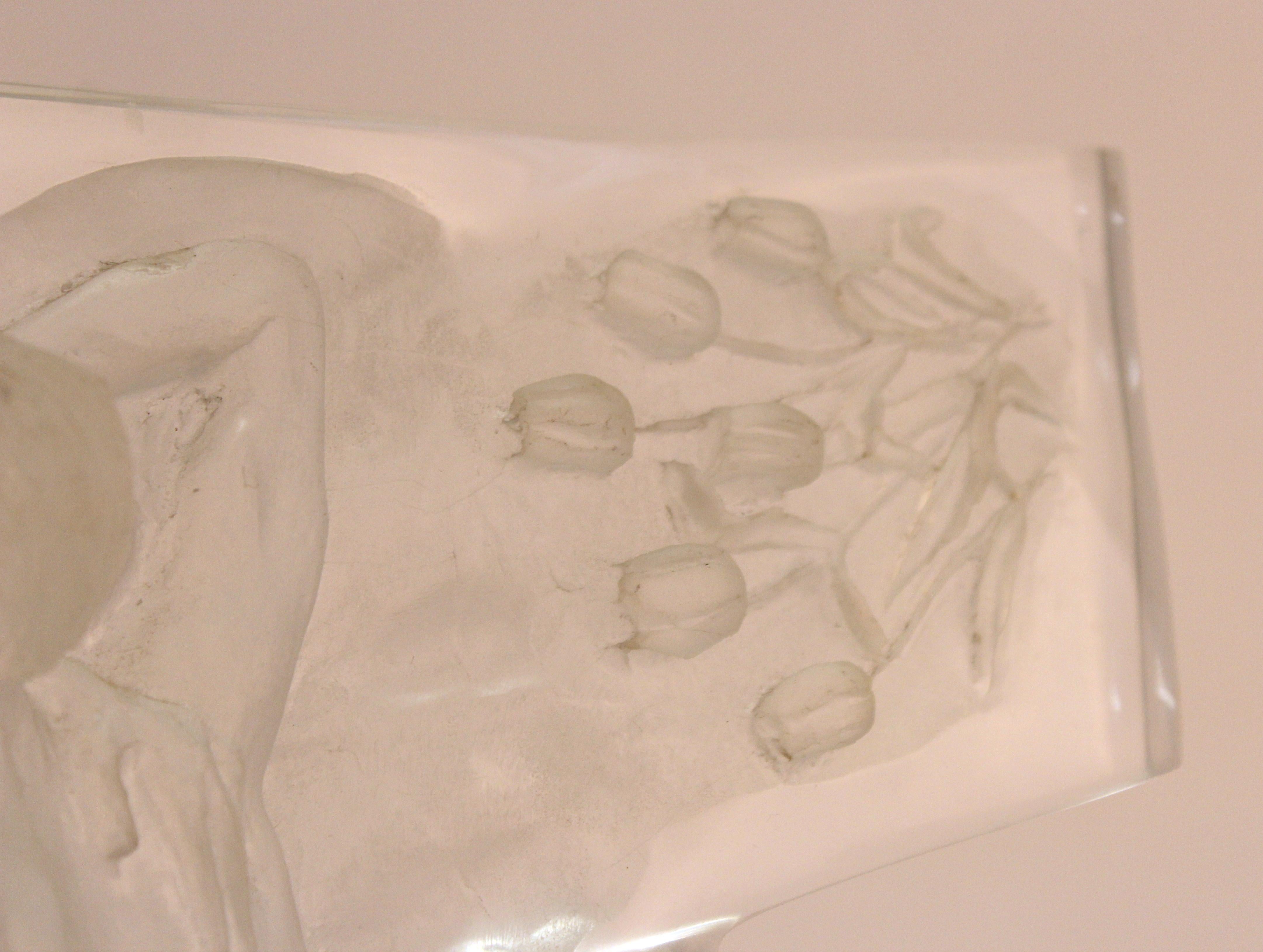 Mid-Century Modern Clear Lucite Lovers Relief Sculpture 1