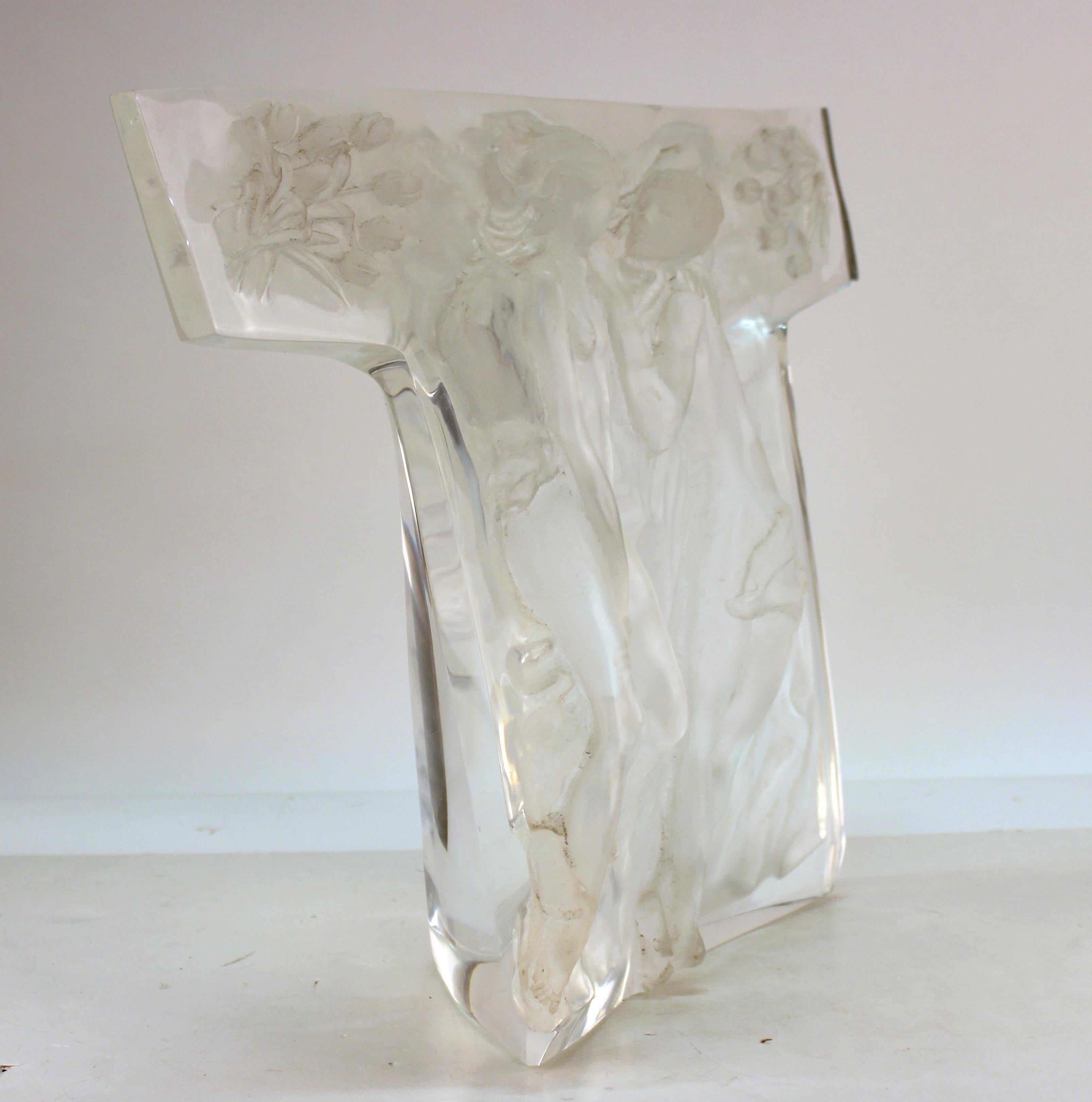 Mid-Century Modern Clear Lucite Lovers Relief Sculpture 2