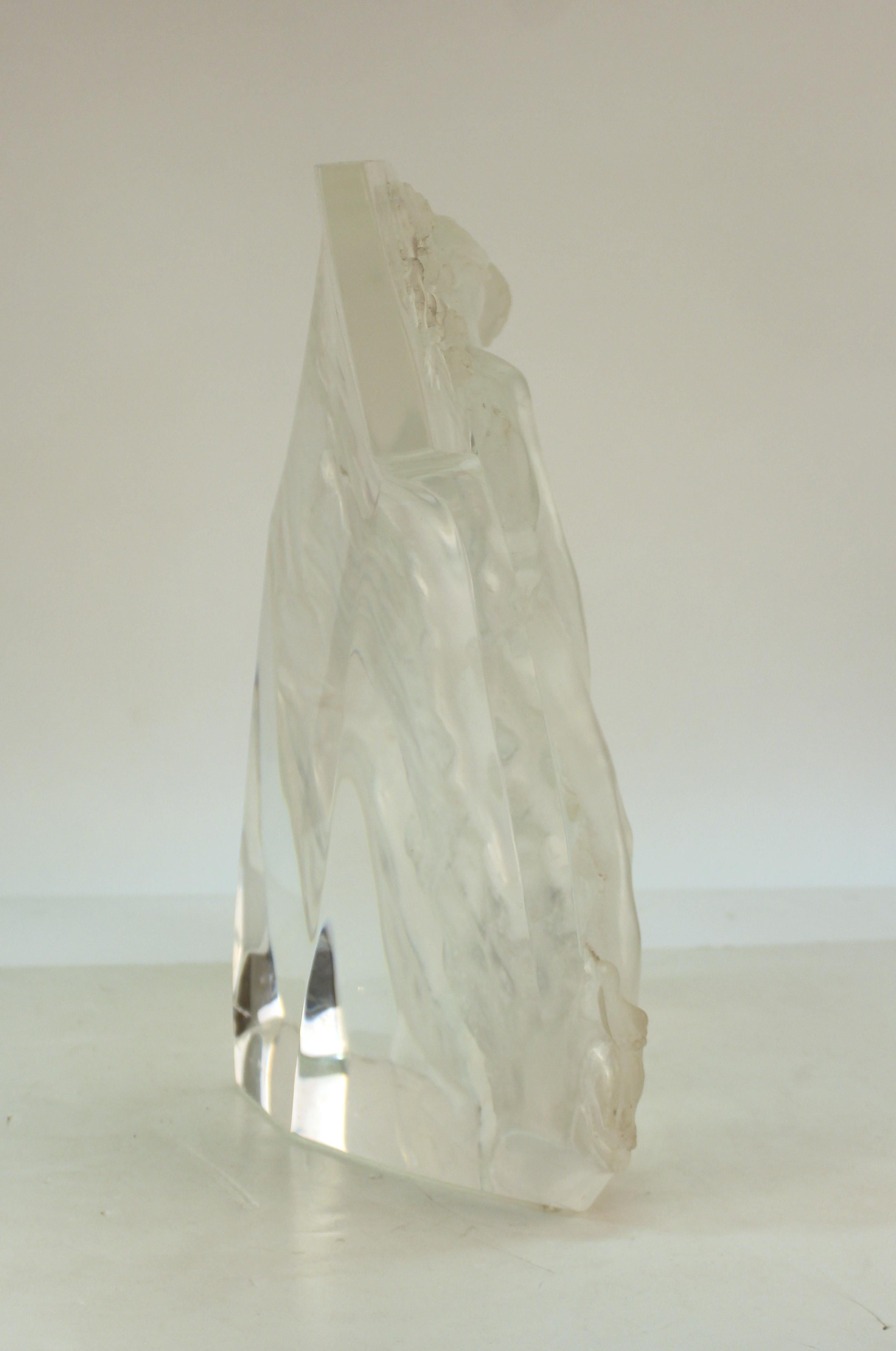 Mid-Century Modern Clear Lucite Lovers Relief Sculpture 3